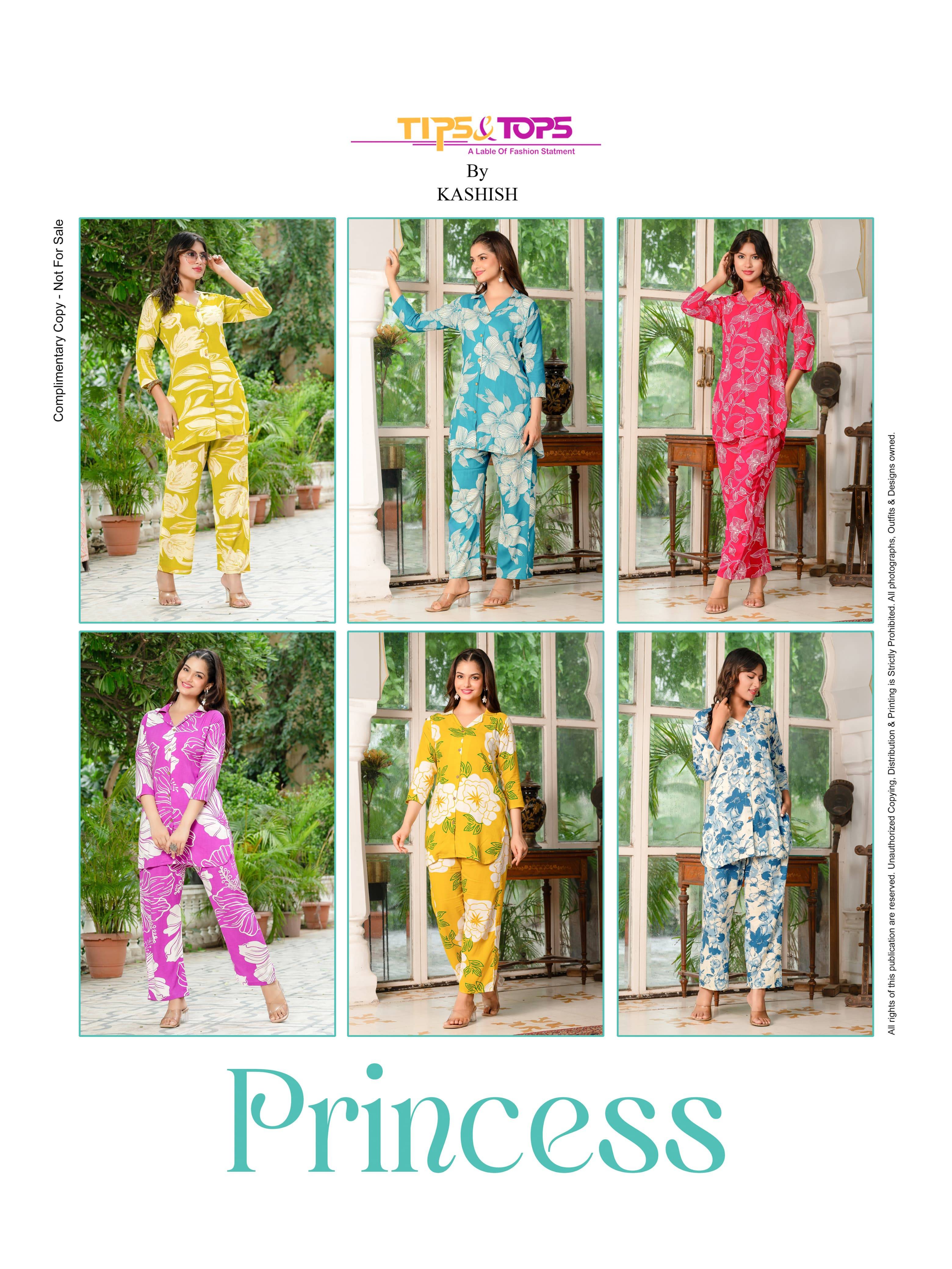 Princess By Tips And Tops 101 To 106 Series Designer Stylish Fancy Colorful Beautiful Party Wear & Ethnic Wear Collection Heavy Rayon Co-Ord At Wholesale Price