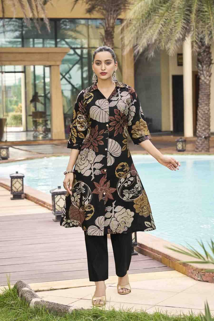 Rosy By Ossm 1001 To 1006 Series Designer Stylish Fancy Colorful Beautiful Party Wear & Ethnic Wear Collection Vatican Print Kurtis With Bottom At Wholesale Price