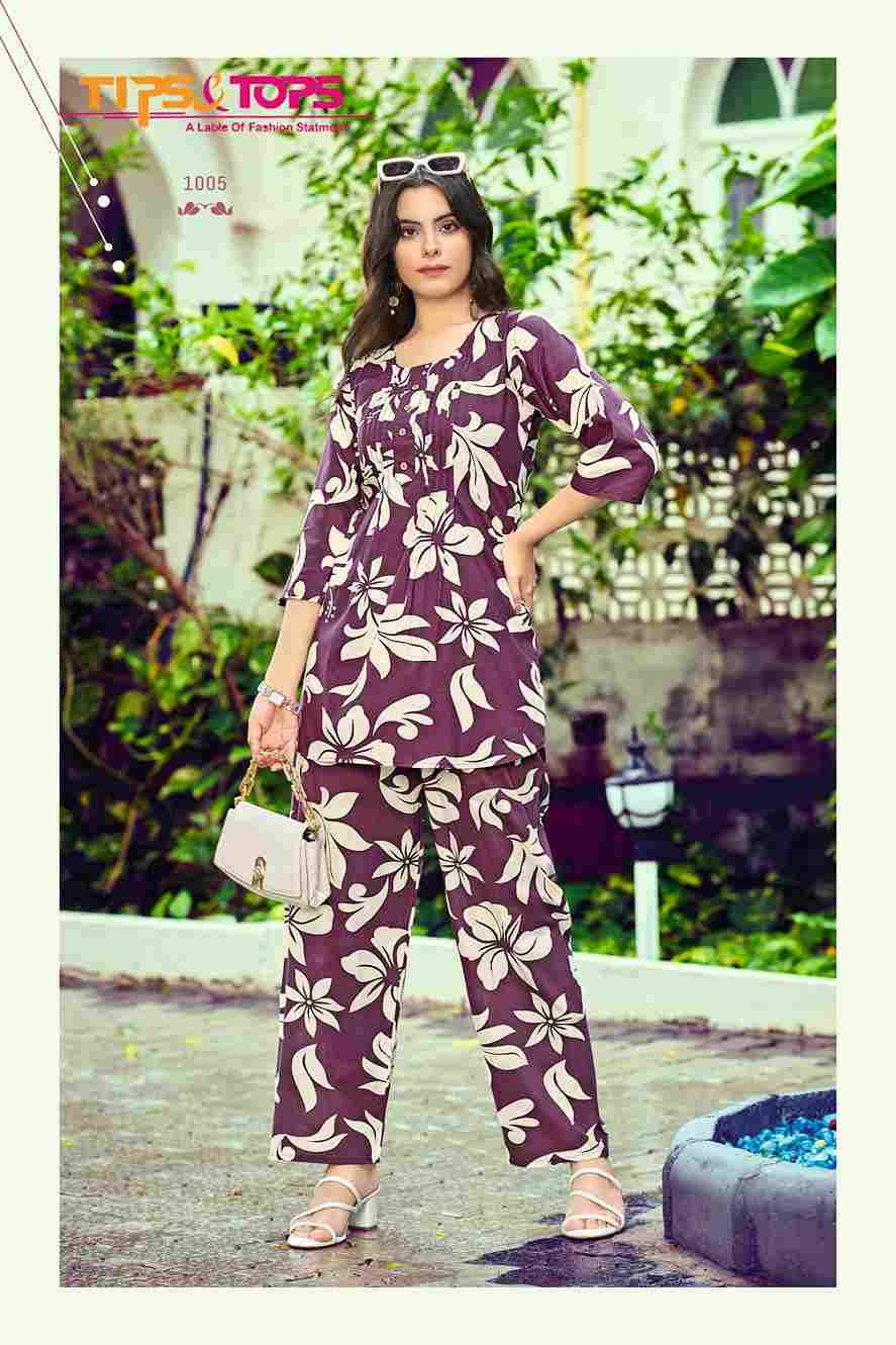 Viona Vol-3 By Tips And Tops 1001 To 1006 Series Designer Stylish Fancy Colorful Beautiful Party Wear & Ethnic Wear Collection Rayon Print Co-Ords At Wholesale Price