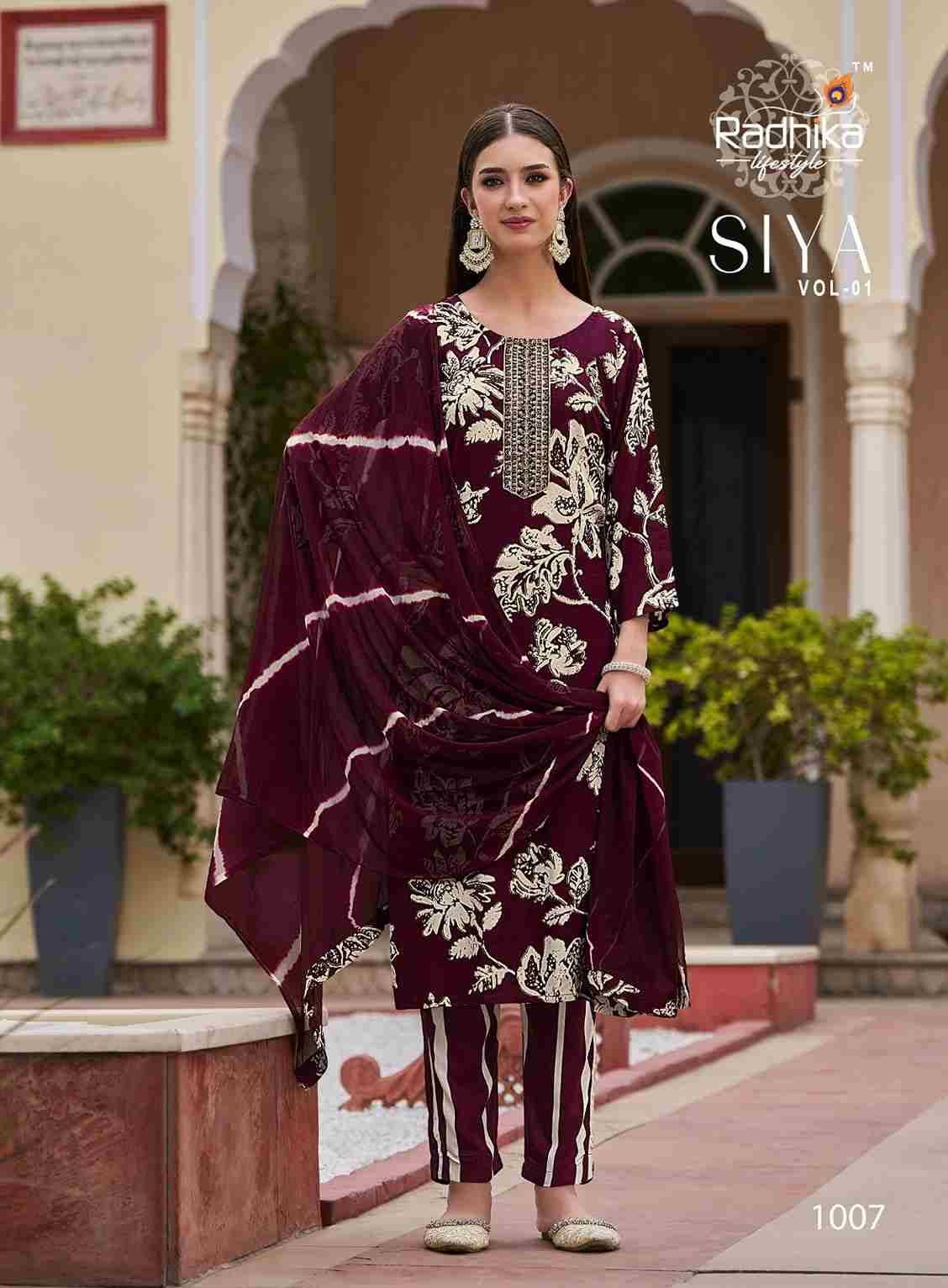 Siya Vol-1 By Radhika Lifestyle 1001 To 1008 Series Beautiful Festive Suits Colorful Stylish Fancy Casual Wear & Ethnic Wear Heavy Rayon Dresses At Wholesale Price
