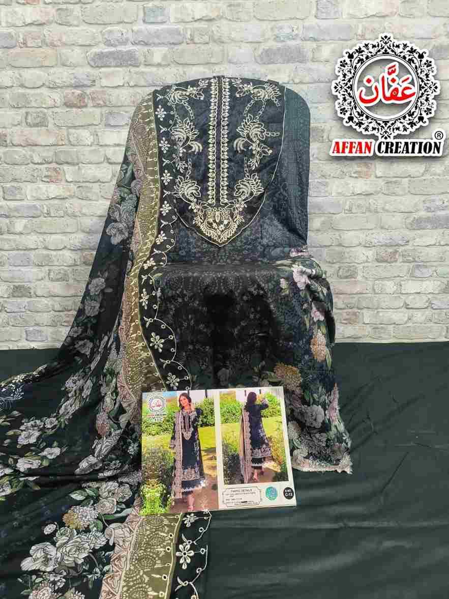 Affan Creation 13 Colours By Affan Creation 13-A To 13-D Series Beautiful Pakistani Suits Colorful Stylish Fancy Casual Wear & Ethnic Wear Pure Lawn Cotton Embroidered Dresses At Wholesale Price