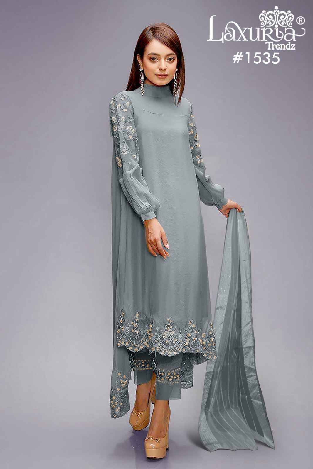 Luxuria Trendz 1535 Colours By Luxuria 1535-A To 1535-C Series Beautiful Pakistani Suits Colorful Stylish Fancy Casual Wear & Ethnic Wear Fancy Dresses At Wholesale Price