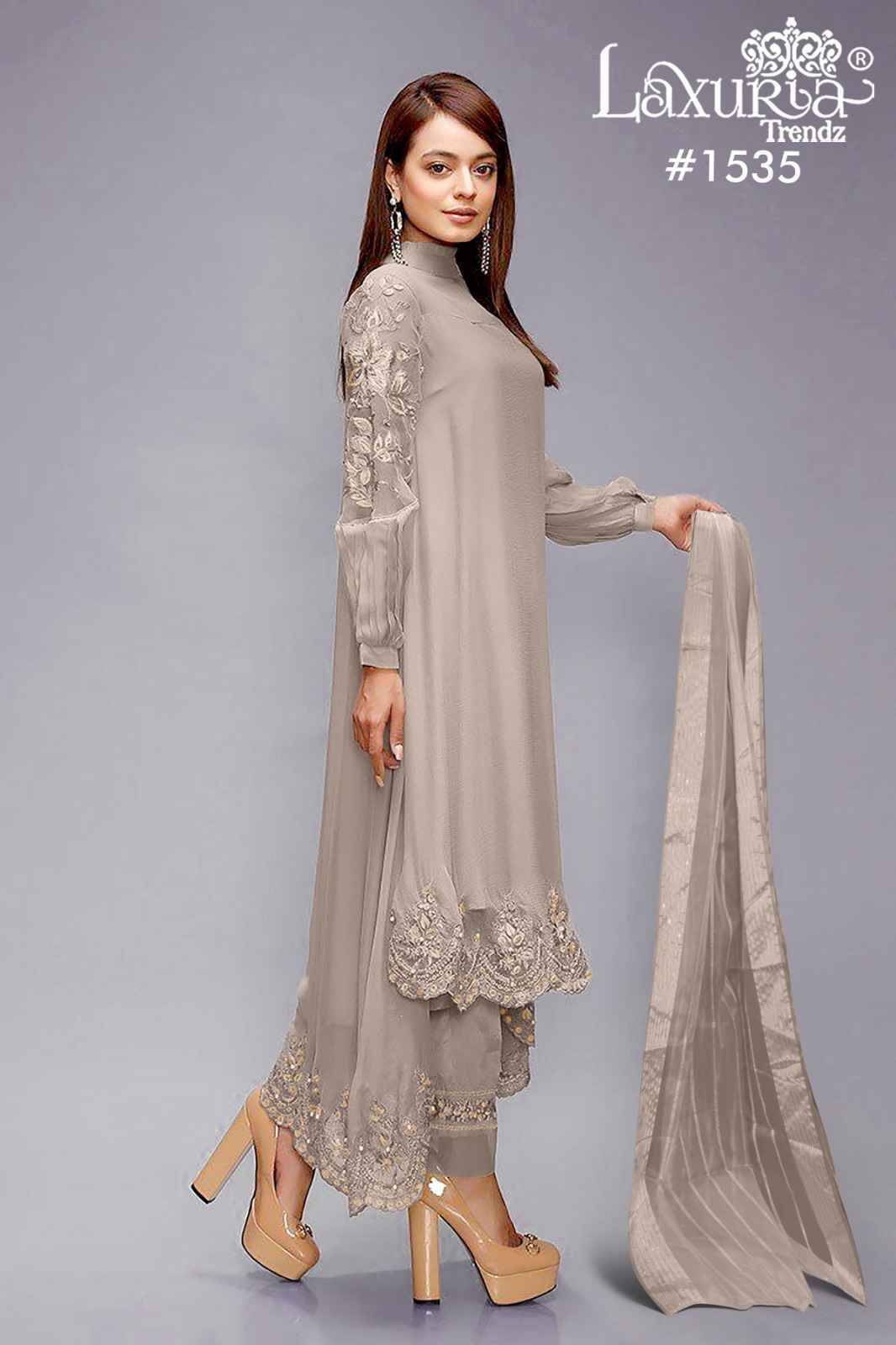 Luxuria Trendz 1535 Colours By Luxuria 1535-A To 1535-C Series Beautiful Pakistani Suits Colorful Stylish Fancy Casual Wear & Ethnic Wear Fancy Dresses At Wholesale Price