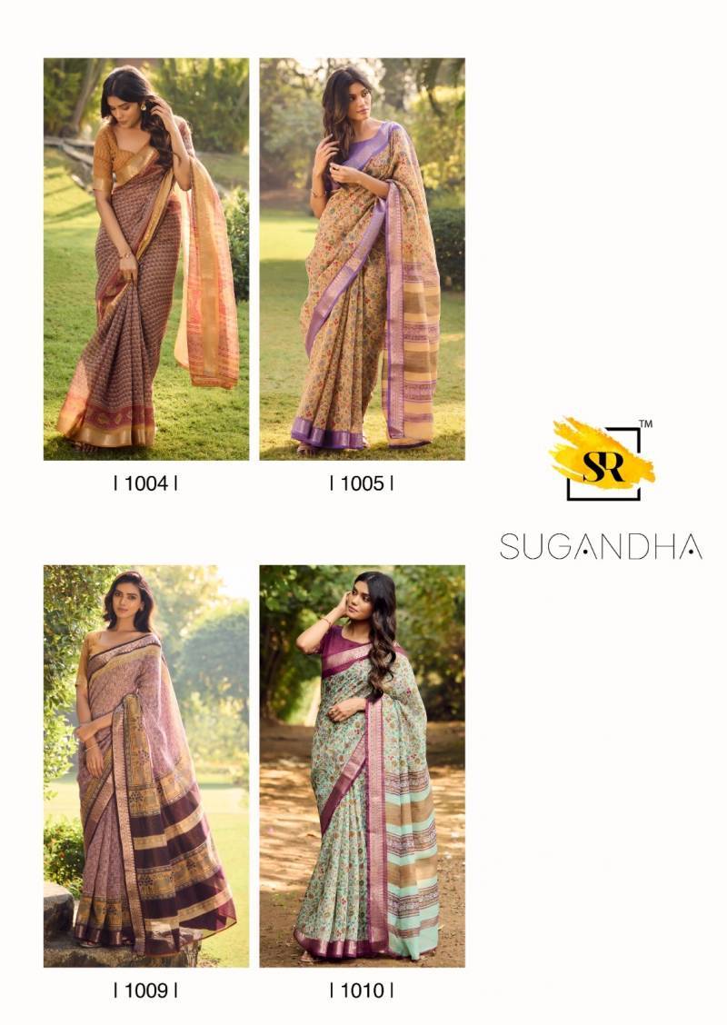 Sugandha By Sr 1001 To 1010 Series Indian Traditional Wear Collection Beautiful Stylish Fancy Colorful Party Wear & Occasional Wear Soft Cotton Sarees At Wholesale Price
