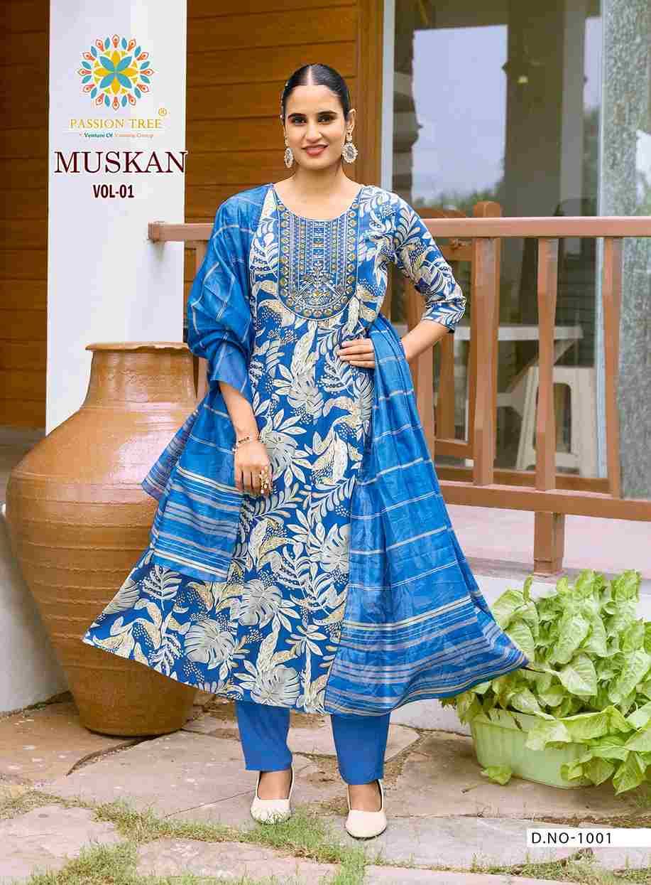 Muskan Vol-1 By Passion Tree 1001 To 1008 Series Beautiful Festive Suits Colorful Stylish Fancy Casual Wear & Ethnic Wear Heavy Rayon Dresses At Wholesale Price