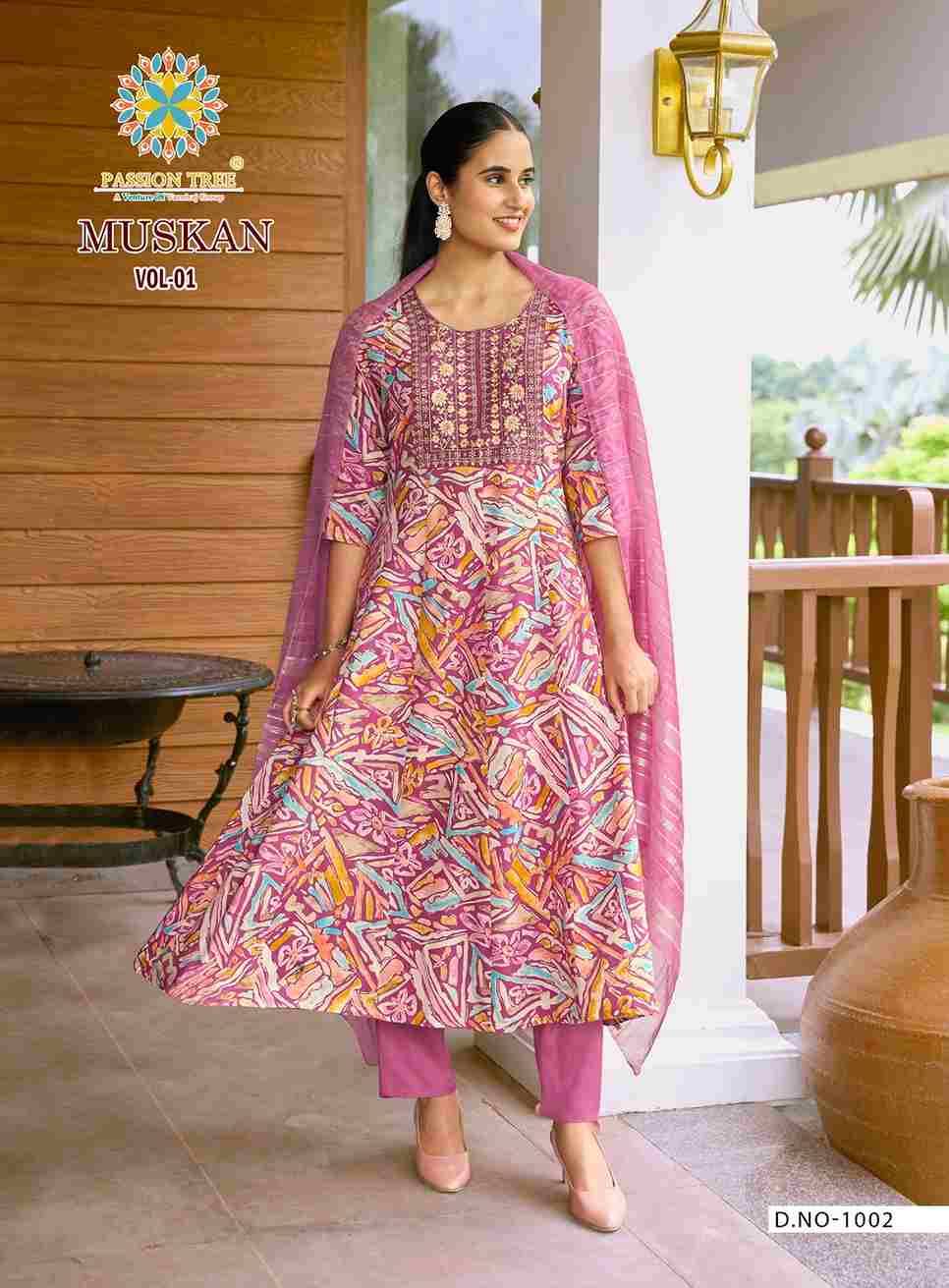 Muskan Vol-1 By Passion Tree 1001 To 1008 Series Beautiful Festive Suits Colorful Stylish Fancy Casual Wear & Ethnic Wear Heavy Rayon Dresses At Wholesale Price