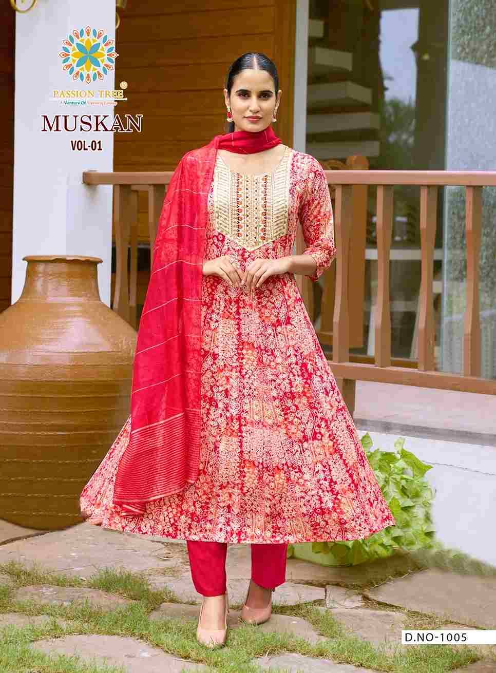 Muskan Vol-1 By Passion Tree 1001 To 1008 Series Beautiful Festive Suits Colorful Stylish Fancy Casual Wear & Ethnic Wear Heavy Rayon Dresses At Wholesale Price