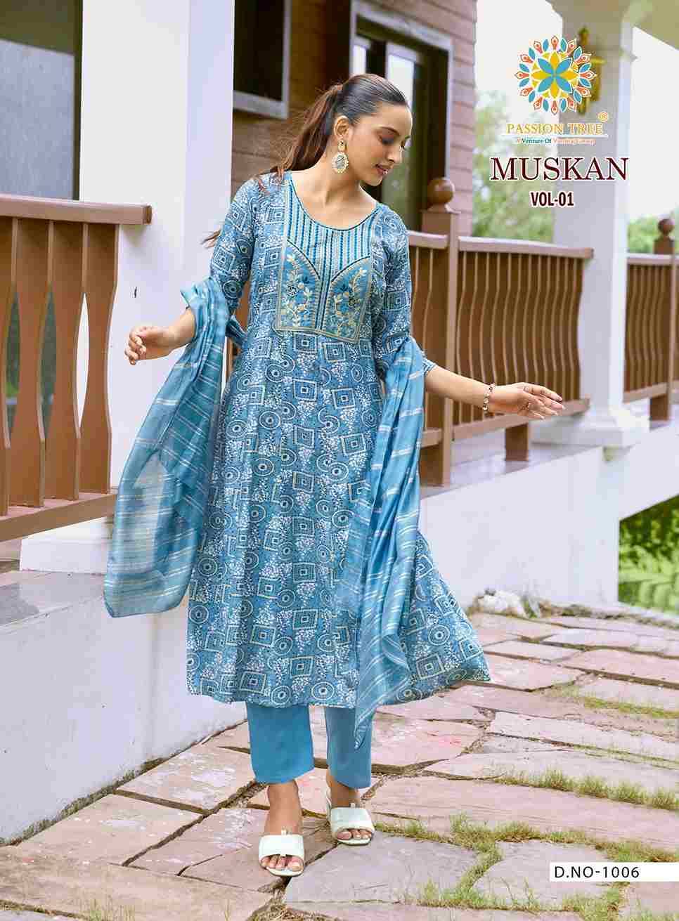 Muskan Vol-1 By Passion Tree 1001 To 1008 Series Beautiful Festive Suits Colorful Stylish Fancy Casual Wear & Ethnic Wear Heavy Rayon Dresses At Wholesale Price