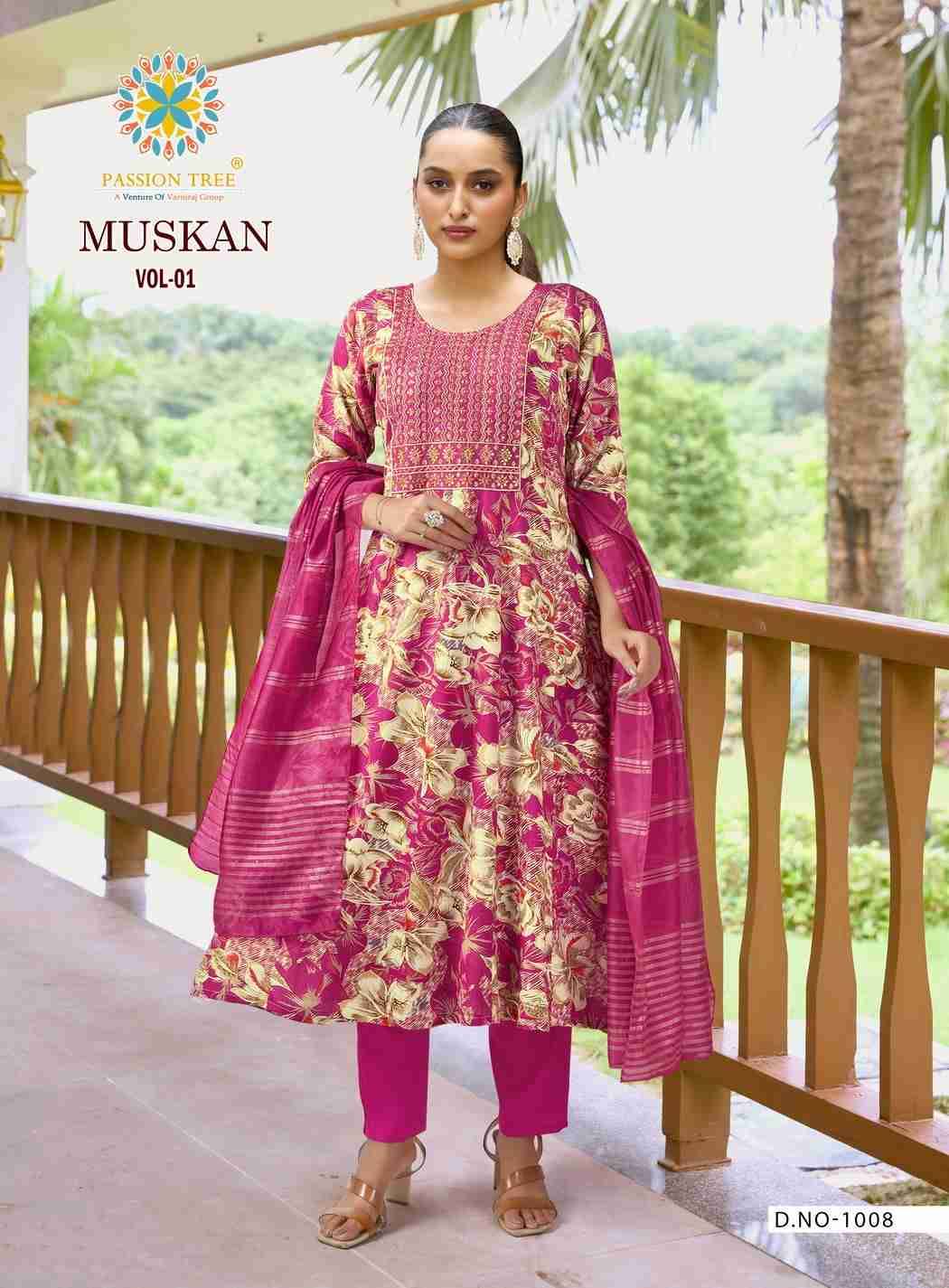 Muskan Vol-1 By Passion Tree 1001 To 1008 Series Beautiful Festive Suits Colorful Stylish Fancy Casual Wear & Ethnic Wear Heavy Rayon Dresses At Wholesale Price