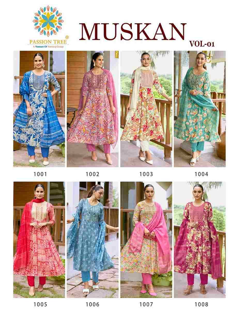 Muskan Vol-1 By Passion Tree 1001 To 1008 Series Beautiful Festive Suits Colorful Stylish Fancy Casual Wear & Ethnic Wear Heavy Rayon Dresses At Wholesale Price