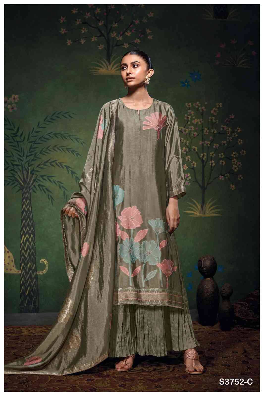 Cressida-3752 By Ganga Fashion 3752-A To 3752-D Series Beautiful Festive Suits Colorful Stylish Fancy Casual Wear & Ethnic Wear Pure Viscose Silk Jacquard Dresses At Wholesale Price