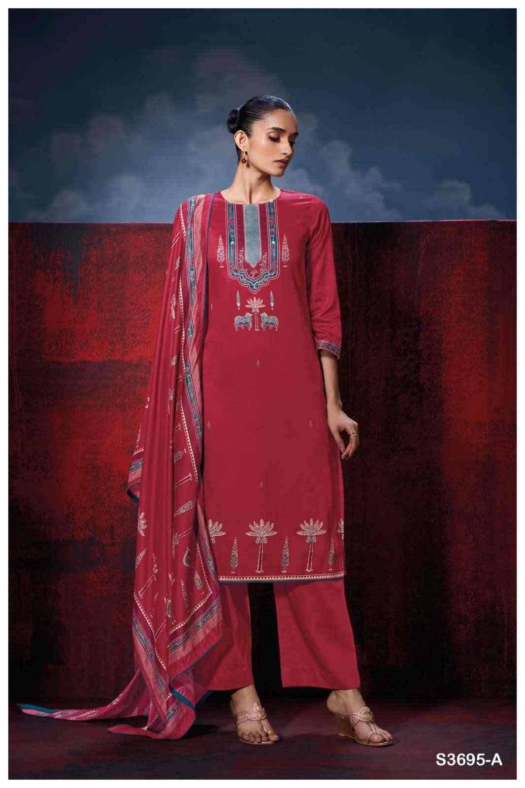 Fiyoni-3695 By Ganga Fashion 3695-A To 3695-D Series Beautiful Festive Suits Colorful Stylish Fancy Casual Wear & Ethnic Wear Pure Cotton Satin Dresses At Wholesale Price