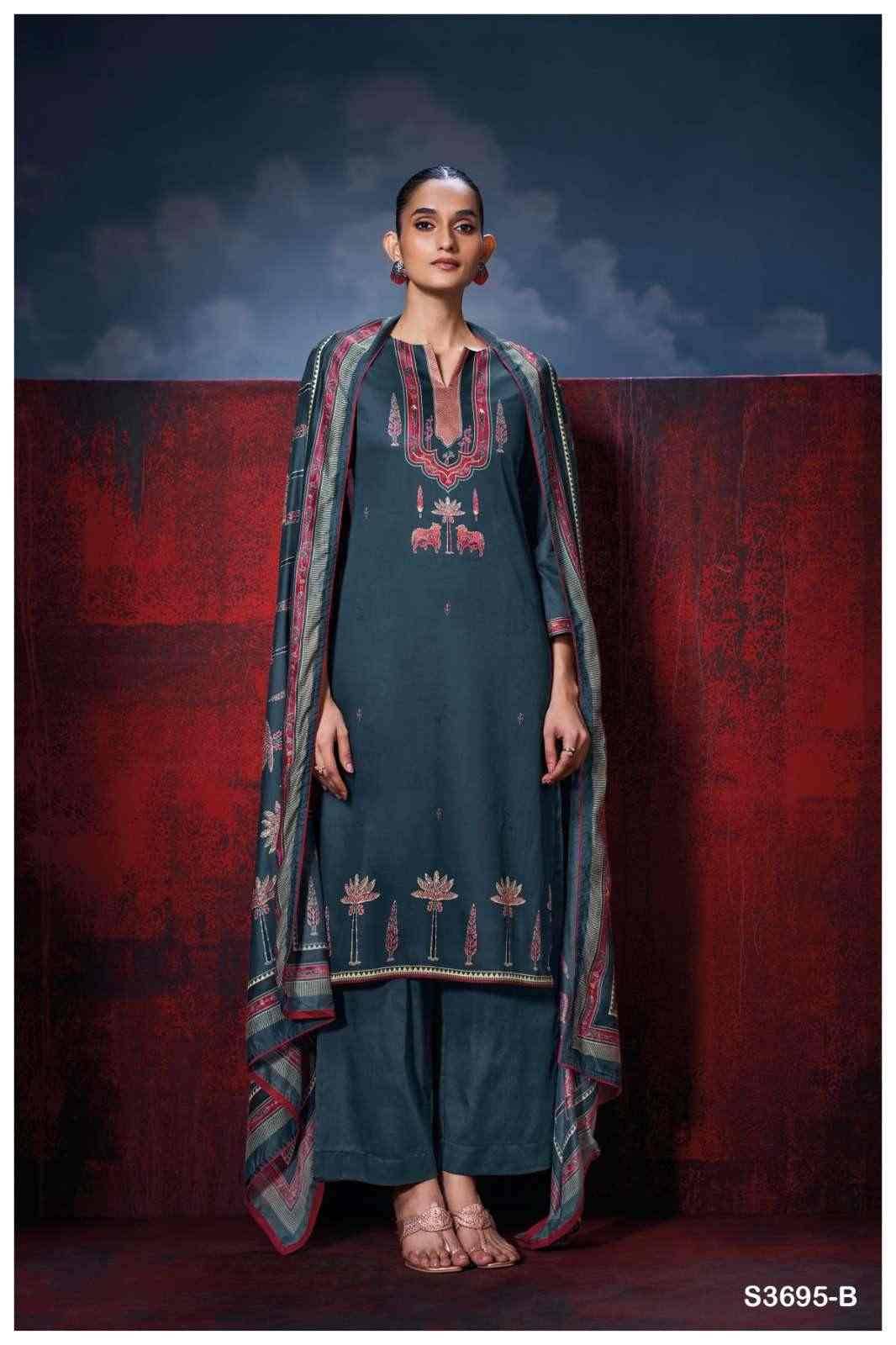 Fiyoni-3695 By Ganga Fashion 3695-A To 3695-D Series Beautiful Festive Suits Colorful Stylish Fancy Casual Wear & Ethnic Wear Pure Cotton Satin Dresses At Wholesale Price