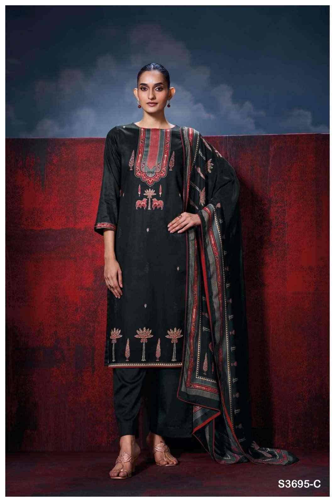 Fiyoni-3695 By Ganga Fashion 3695-A To 3695-D Series Beautiful Festive Suits Colorful Stylish Fancy Casual Wear & Ethnic Wear Pure Cotton Satin Dresses At Wholesale Price