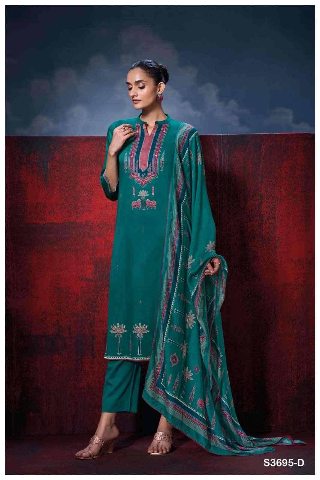 Fiyoni-3695 By Ganga Fashion 3695-A To 3695-D Series Beautiful Festive Suits Colorful Stylish Fancy Casual Wear & Ethnic Wear Pure Cotton Satin Dresses At Wholesale Price