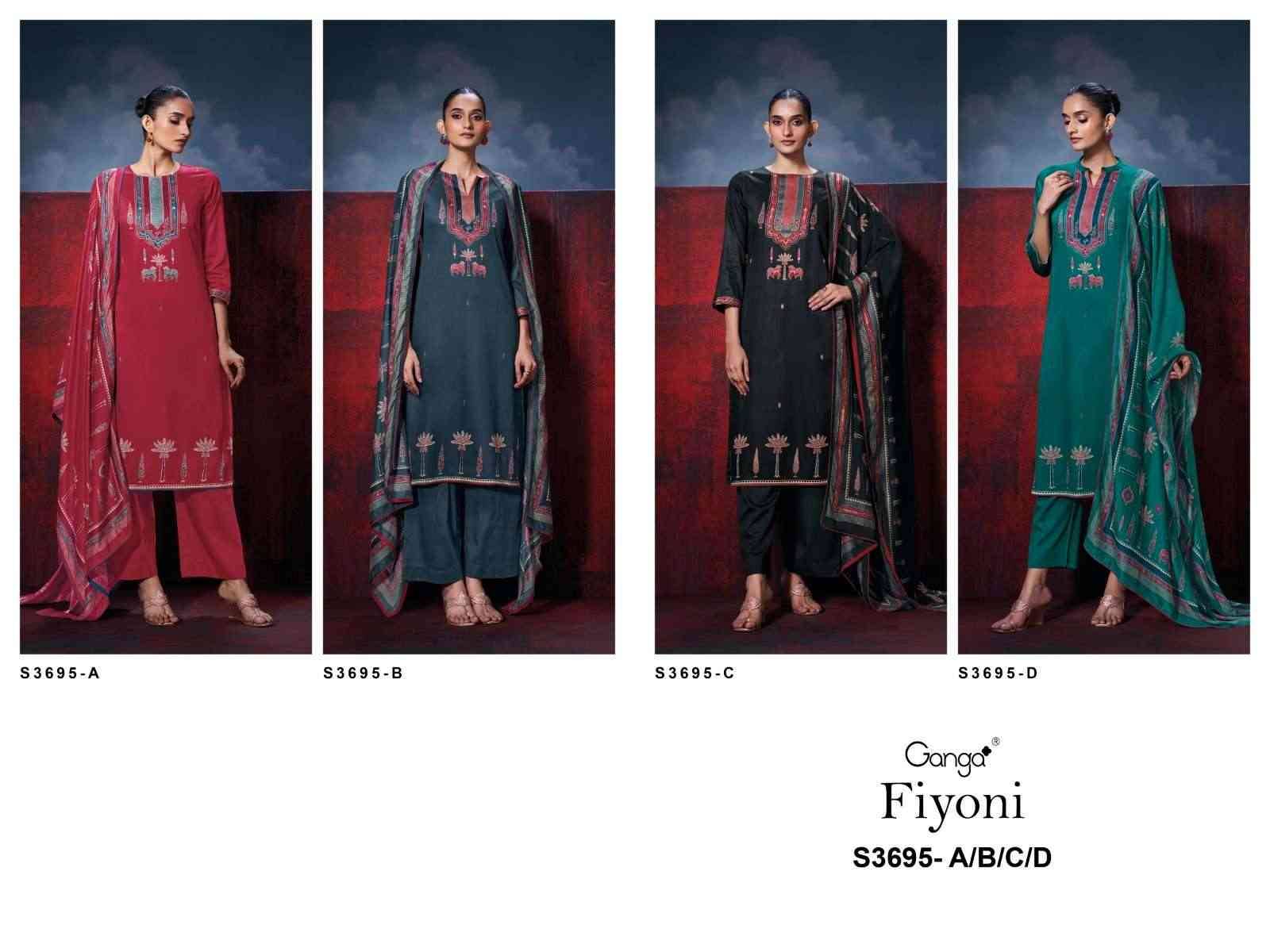 Fiyoni-3695 By Ganga Fashion 3695-A To 3695-D Series Beautiful Festive Suits Colorful Stylish Fancy Casual Wear & Ethnic Wear Pure Cotton Satin Dresses At Wholesale Price