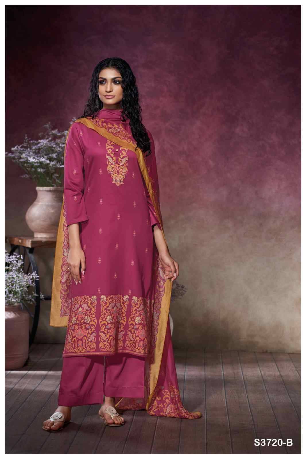 Tamsin-3720 By Ganga Fashion 3720-A To 3720-D Series Beautiful Festive Suits Colorful Stylish Fancy Casual Wear & Ethnic Wear Pure Cotton Satin Dresses At Wholesale Price