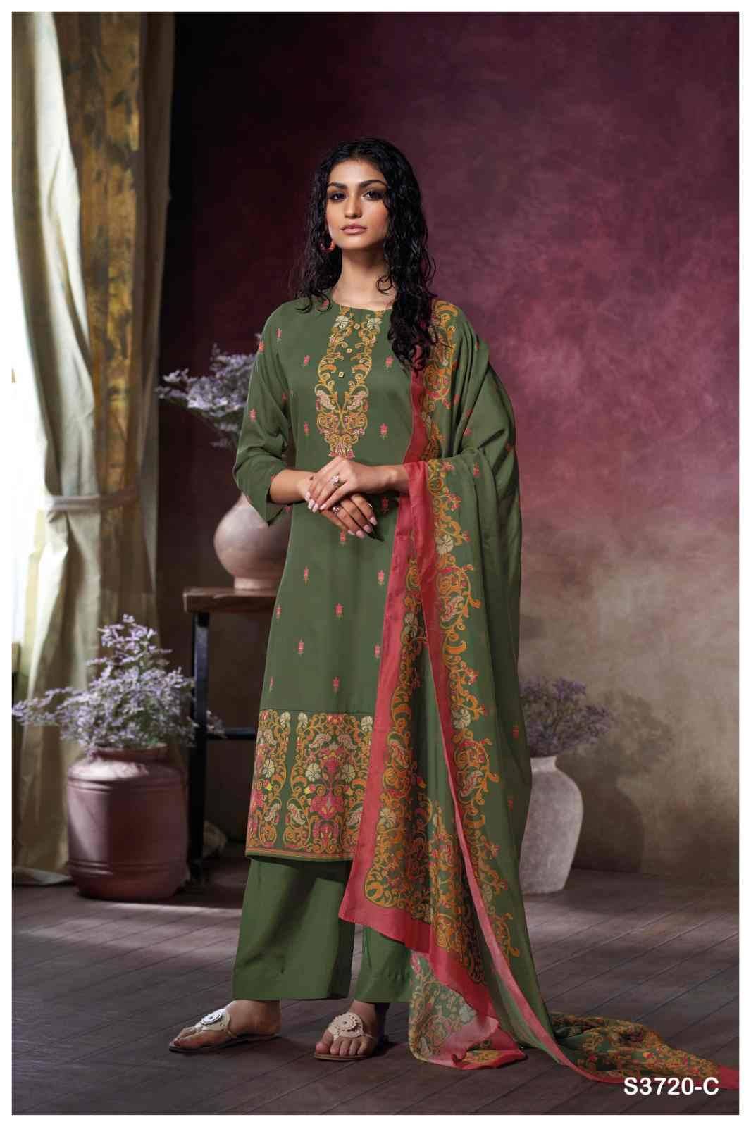 Tamsin-3720 By Ganga Fashion 3720-A To 3720-D Series Beautiful Festive Suits Colorful Stylish Fancy Casual Wear & Ethnic Wear Pure Cotton Satin Dresses At Wholesale Price
