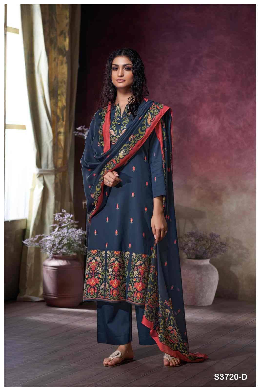 Tamsin-3720 By Ganga Fashion 3720-A To 3720-D Series Beautiful Festive Suits Colorful Stylish Fancy Casual Wear & Ethnic Wear Pure Cotton Satin Dresses At Wholesale Price