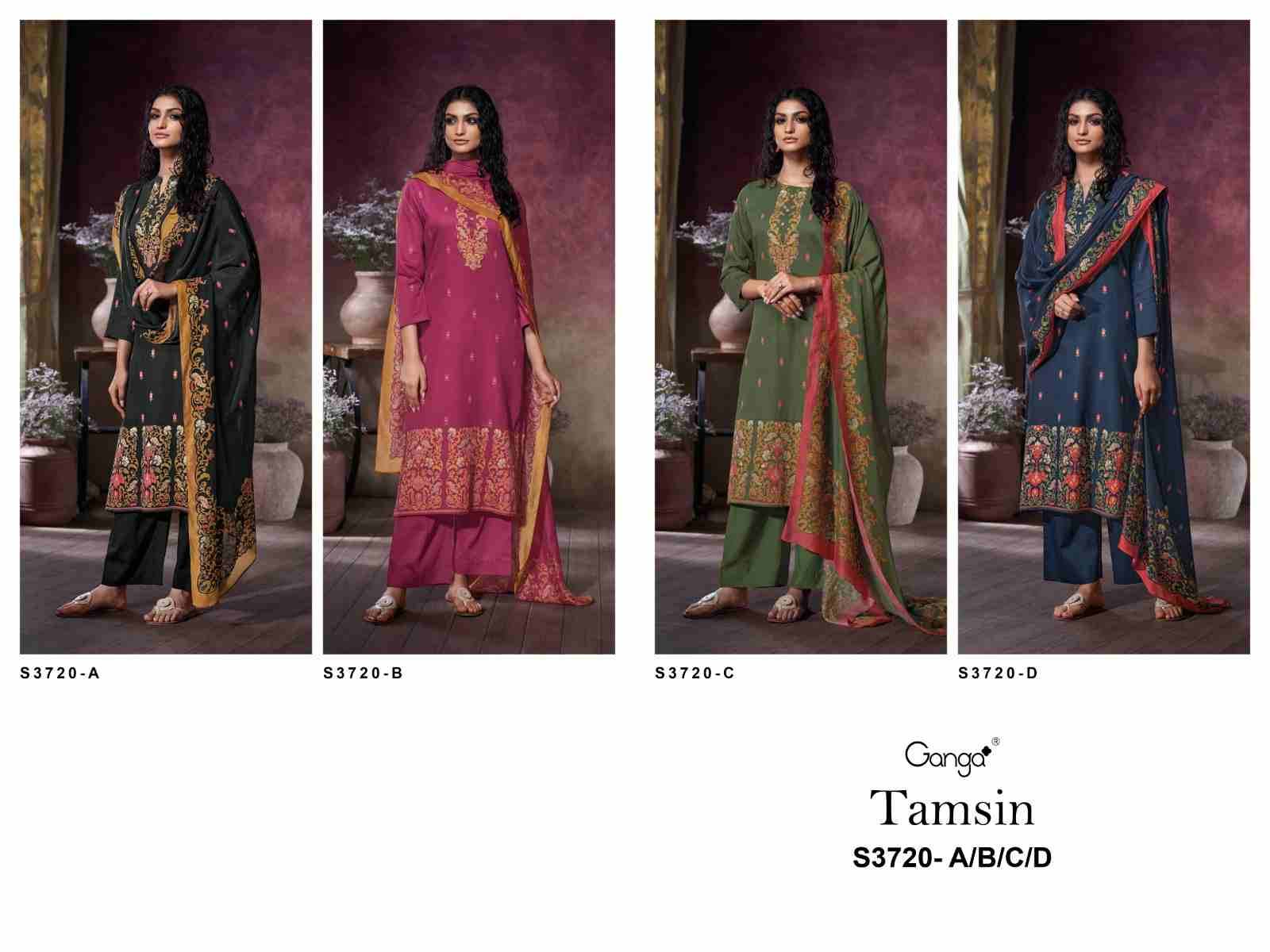 Tamsin-3720 By Ganga Fashion 3720-A To 3720-D Series Beautiful Festive Suits Colorful Stylish Fancy Casual Wear & Ethnic Wear Pure Cotton Satin Dresses At Wholesale Price