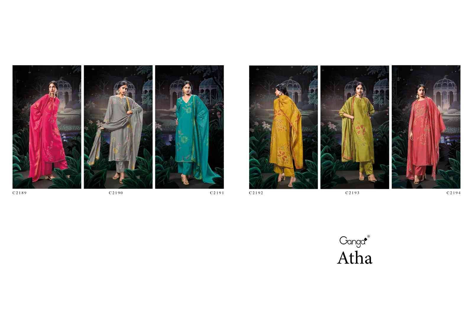 Atha By Ganga Fashion 2189 To 2194 Series Beautiful Festive Suits Colorful Stylish Fancy Casual Wear & Ethnic Wear Pure Bemberg Silk Dresses At Wholesale Price