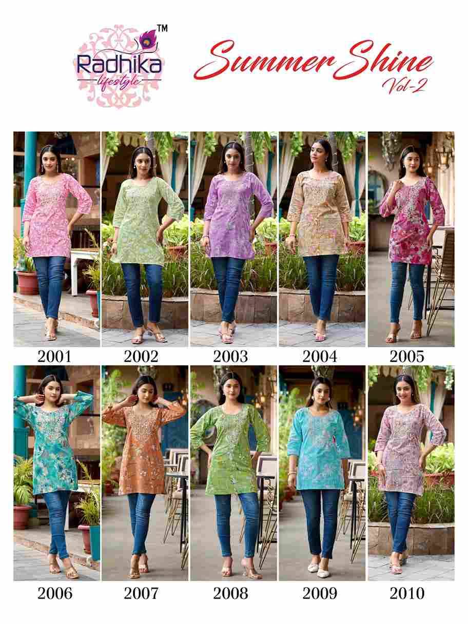 Summer Shine Vol-2 By Radhika Lifestyle 2001 To 2010 Series Designer Stylish Fancy Colorful Beautiful Party Wear & Ethnic Wear Collection Pure Cotton Tops At Wholesale Price