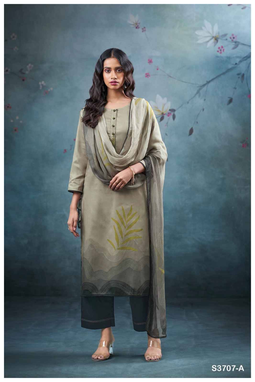 Vrinda-3707 By Ganga Fashion 3707-A To 3707-D Series Beautiful Festive Suits Colorful Stylish Fancy Casual Wear & Ethnic Wear Pure Cotton Satin Dresses At Wholesale Price