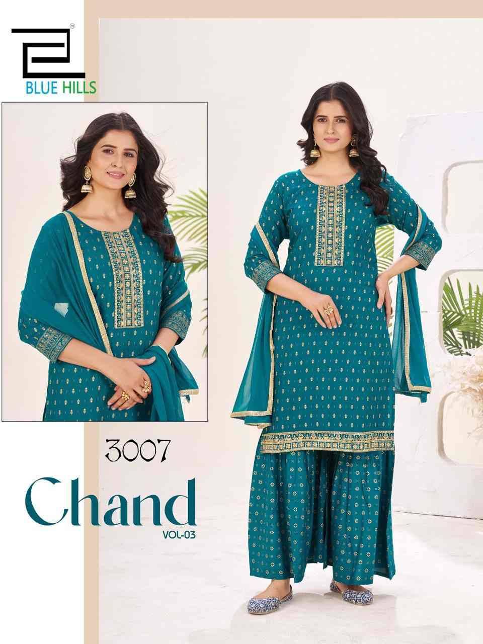 Chand Vol-3 By Blue Hills Beautiful Festive Suits Colorful Stylish Fancy Casual Wear & Ethnic Wear Rayon Foil Dresses At Wholesale Price