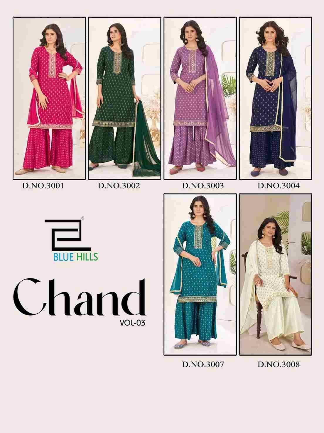 Chand Vol-3 By Blue Hills Beautiful Festive Suits Colorful Stylish Fancy Casual Wear & Ethnic Wear Rayon Foil Dresses At Wholesale Price