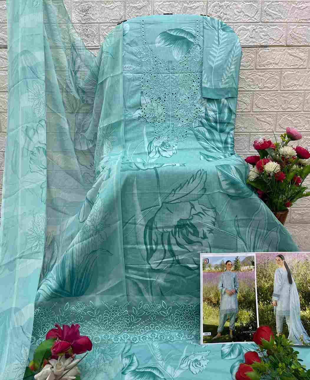 Flora By Shraddha Designer 1001-A To 1003-B Series Designer Pakistani Suits Beautiful Fancy Stylish Colorful Party Wear & Occasional Wear Lawn Cotton Print With Embroidery Dresses At Wholesale Price