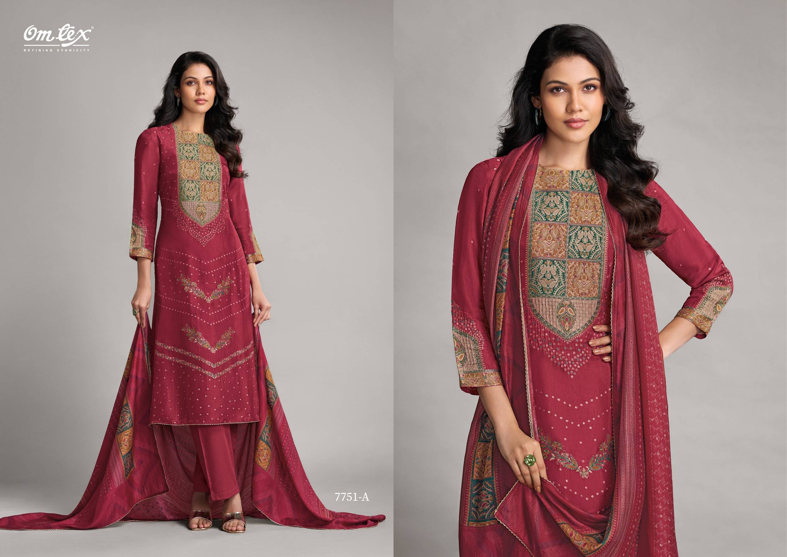 Pehnawa By Om Tex 7751-A To 7751-D Series Beautiful Suits Stylish Fancy Colorful Party Wear & Ethnic Wear Silk Jacquard Dresses At Wholesale Price