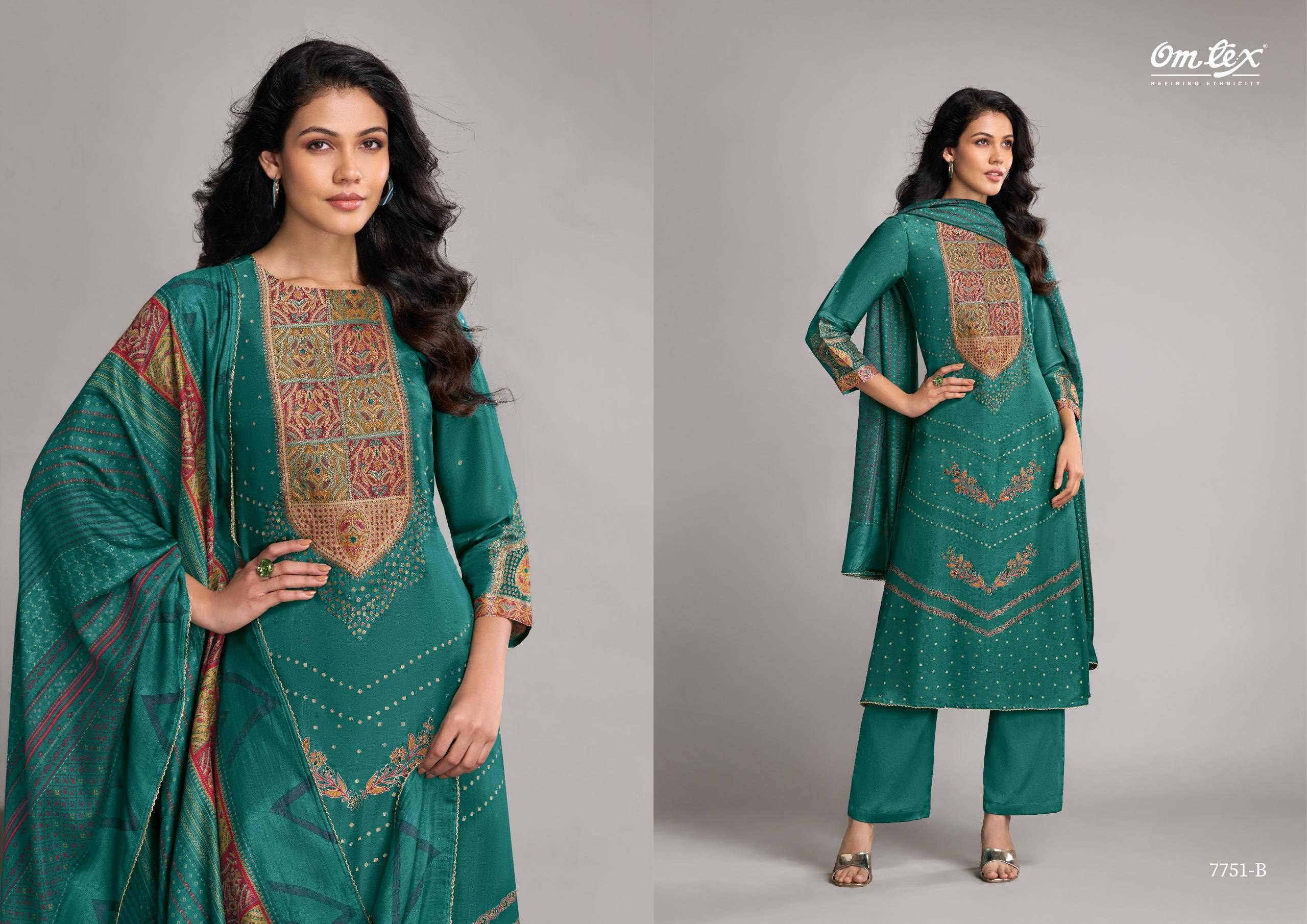 Pehnawa By Om Tex 7751-A To 7751-D Series Beautiful Suits Stylish Fancy Colorful Party Wear & Ethnic Wear Silk Jacquard Dresses At Wholesale Price