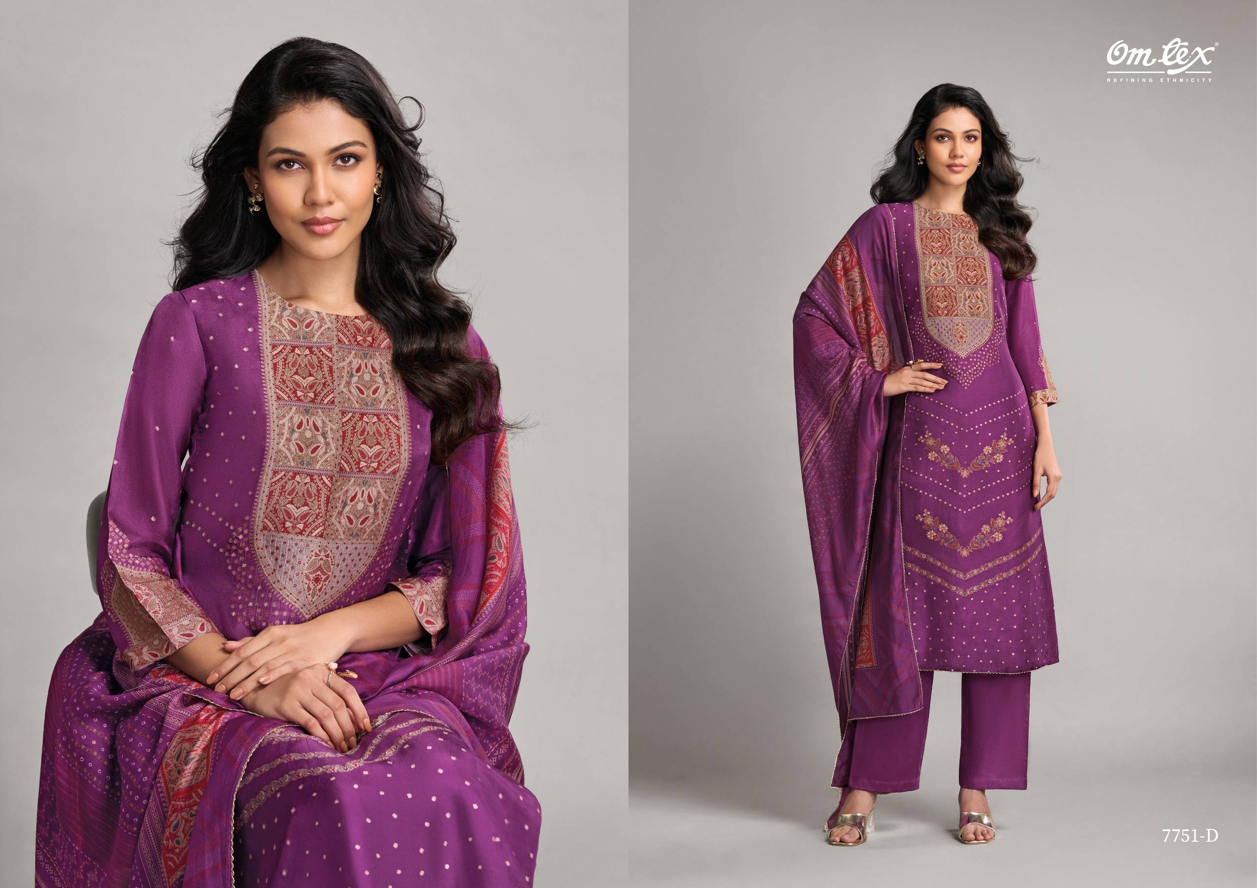 Pehnawa By Om Tex 7751-A To 7751-D Series Beautiful Suits Stylish Fancy Colorful Party Wear & Ethnic Wear Silk Jacquard Dresses At Wholesale Price