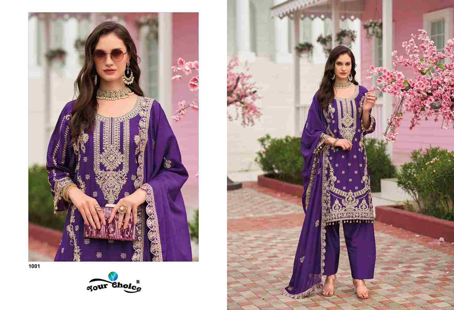 Farasi Vol-1 By Your Choice 1001 To 1004 Series Beautiful Sharara Suits Colorful Stylish Fancy Casual Wear & Ethnic Wear Chinnon Dresses At Wholesale Price