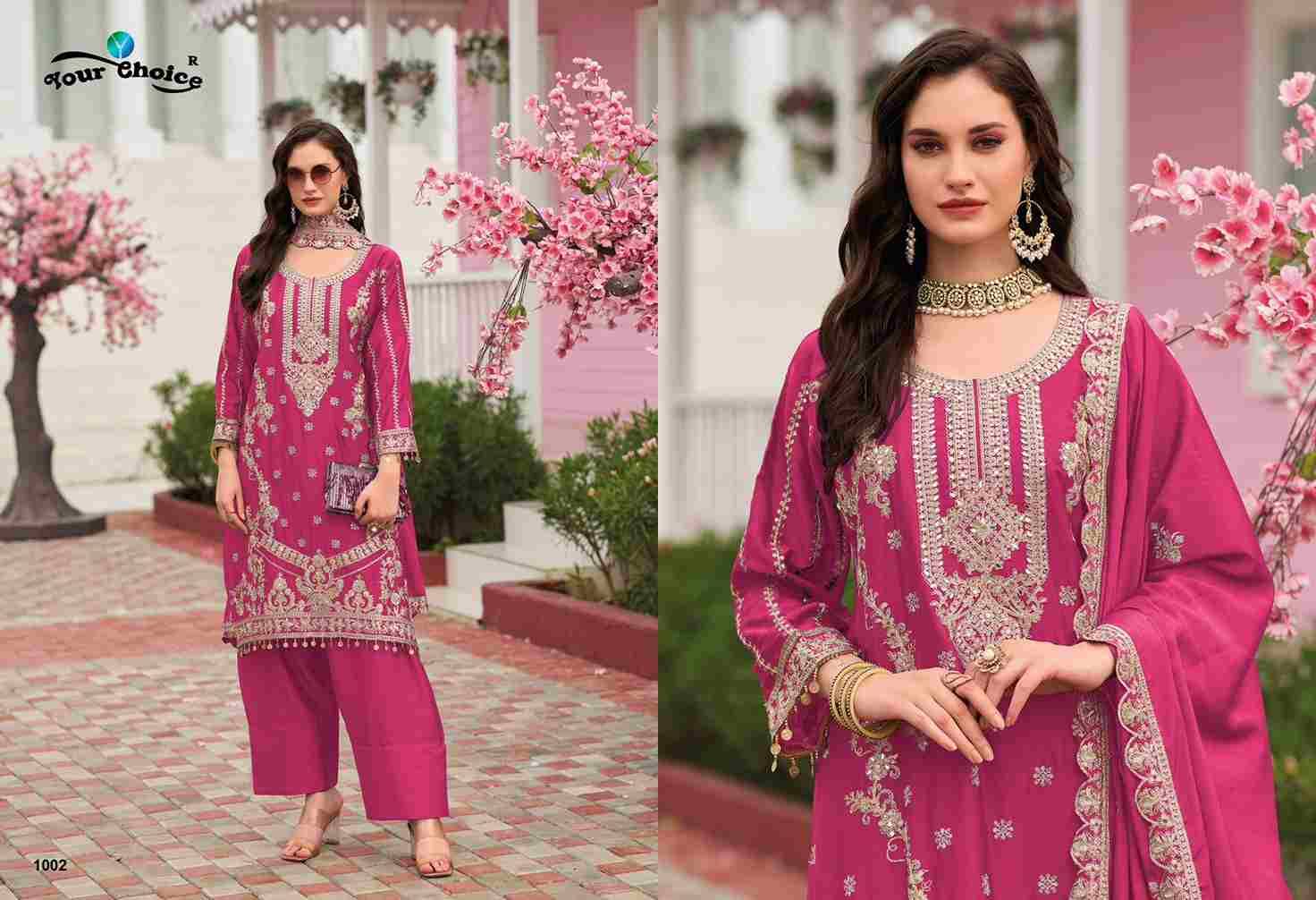 Farasi Vol-1 By Your Choice 1001 To 1004 Series Beautiful Sharara Suits Colorful Stylish Fancy Casual Wear & Ethnic Wear Chinnon Dresses At Wholesale Price