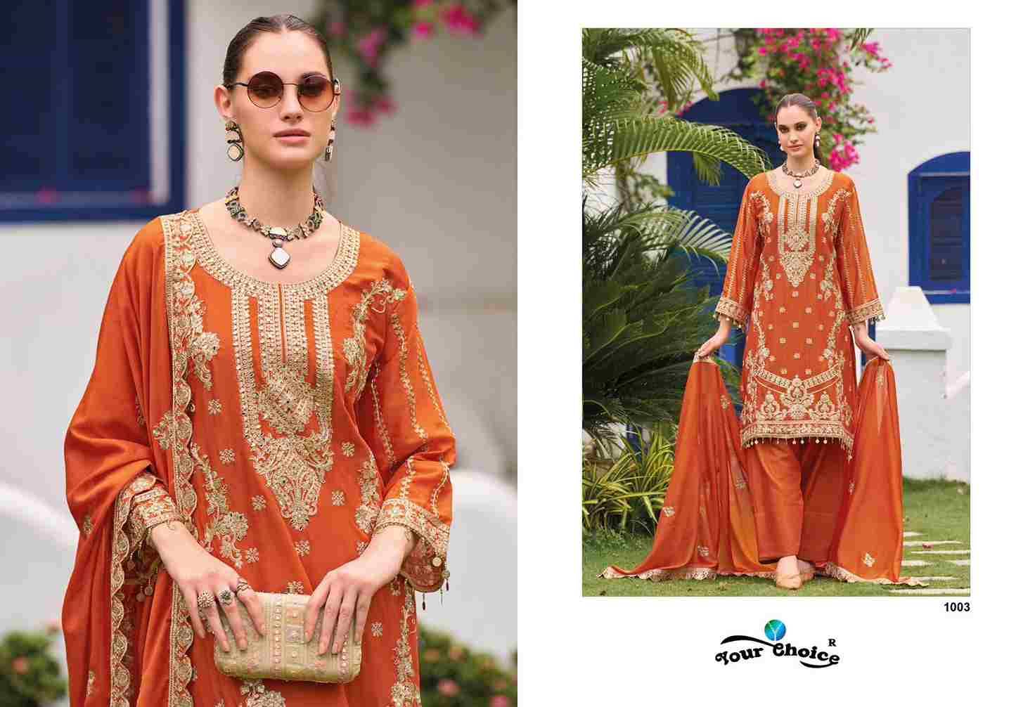Farasi Vol-1 By Your Choice 1001 To 1004 Series Beautiful Sharara Suits Colorful Stylish Fancy Casual Wear & Ethnic Wear Chinnon Dresses At Wholesale Price