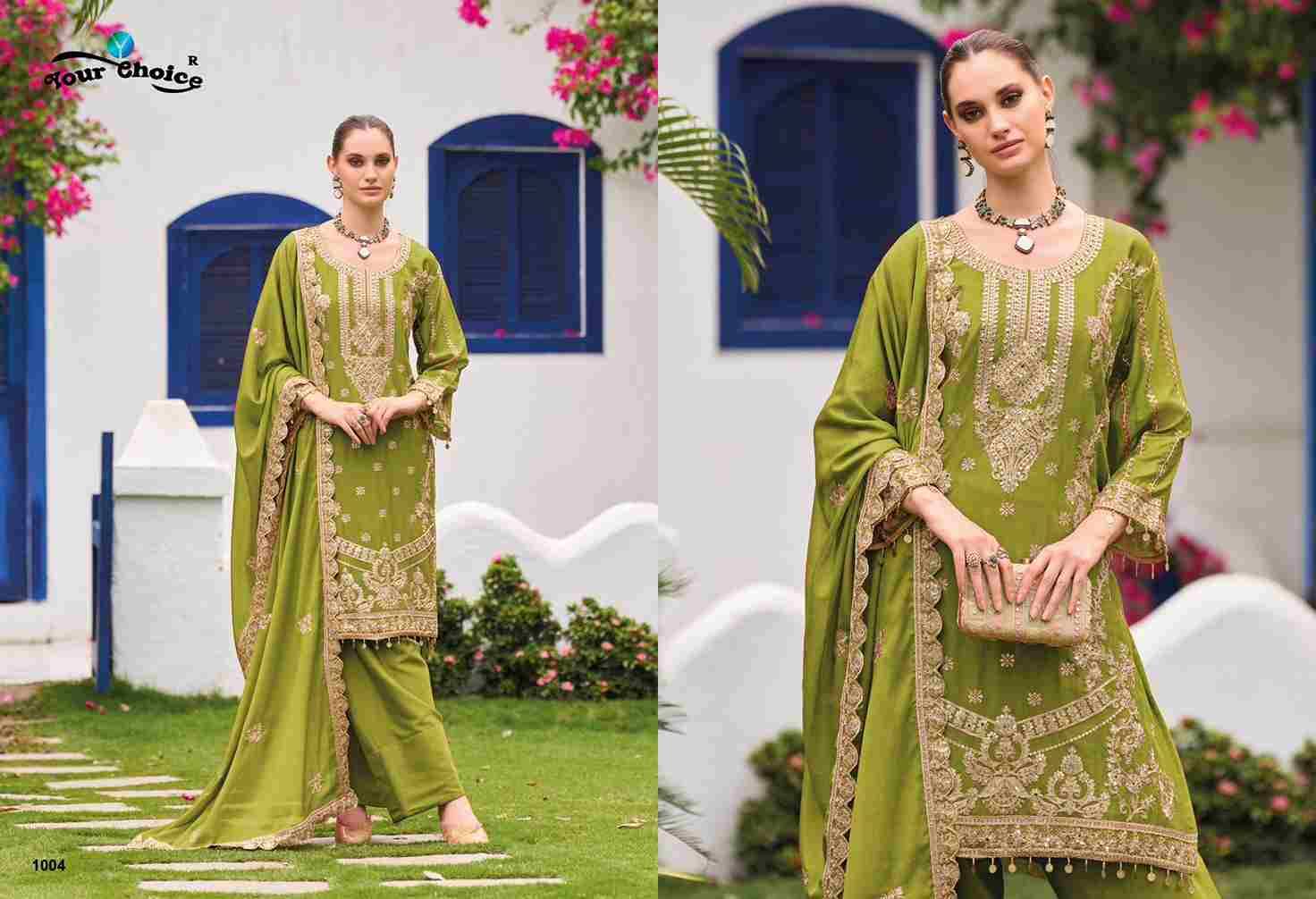 Farasi Vol-1 By Your Choice 1001 To 1004 Series Beautiful Sharara Suits Colorful Stylish Fancy Casual Wear & Ethnic Wear Chinnon Dresses At Wholesale Price