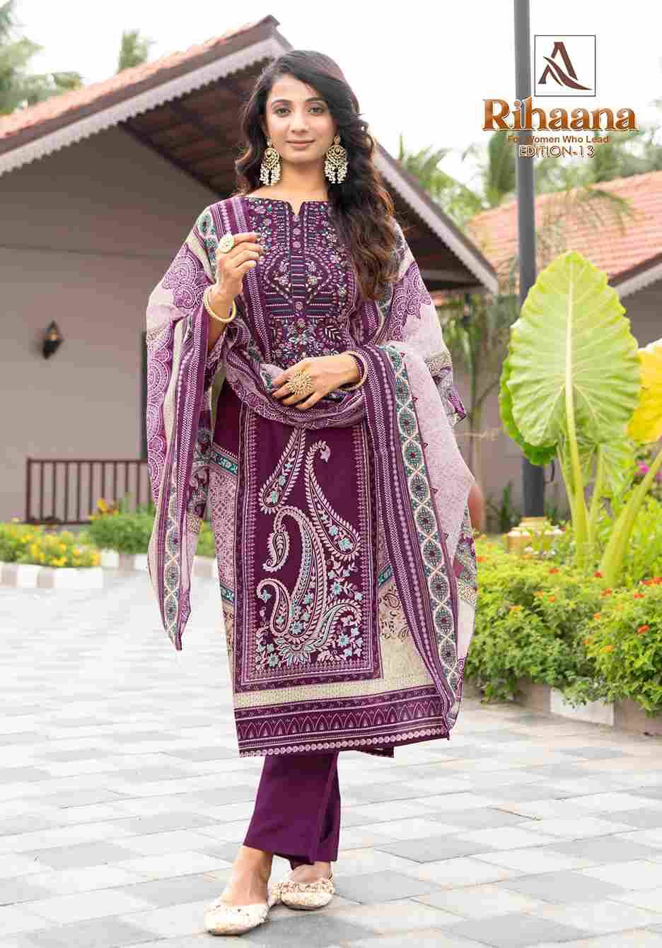 Rihaana Vol-13 By Alok Suit 2520-20-01 To 2520-20-08 Series Beautiful Festive Suits Stylish Fancy Colorful Casual Wear & Ethnic Wear Pure Cambric Cotton Print Dresses At Wholesale Price