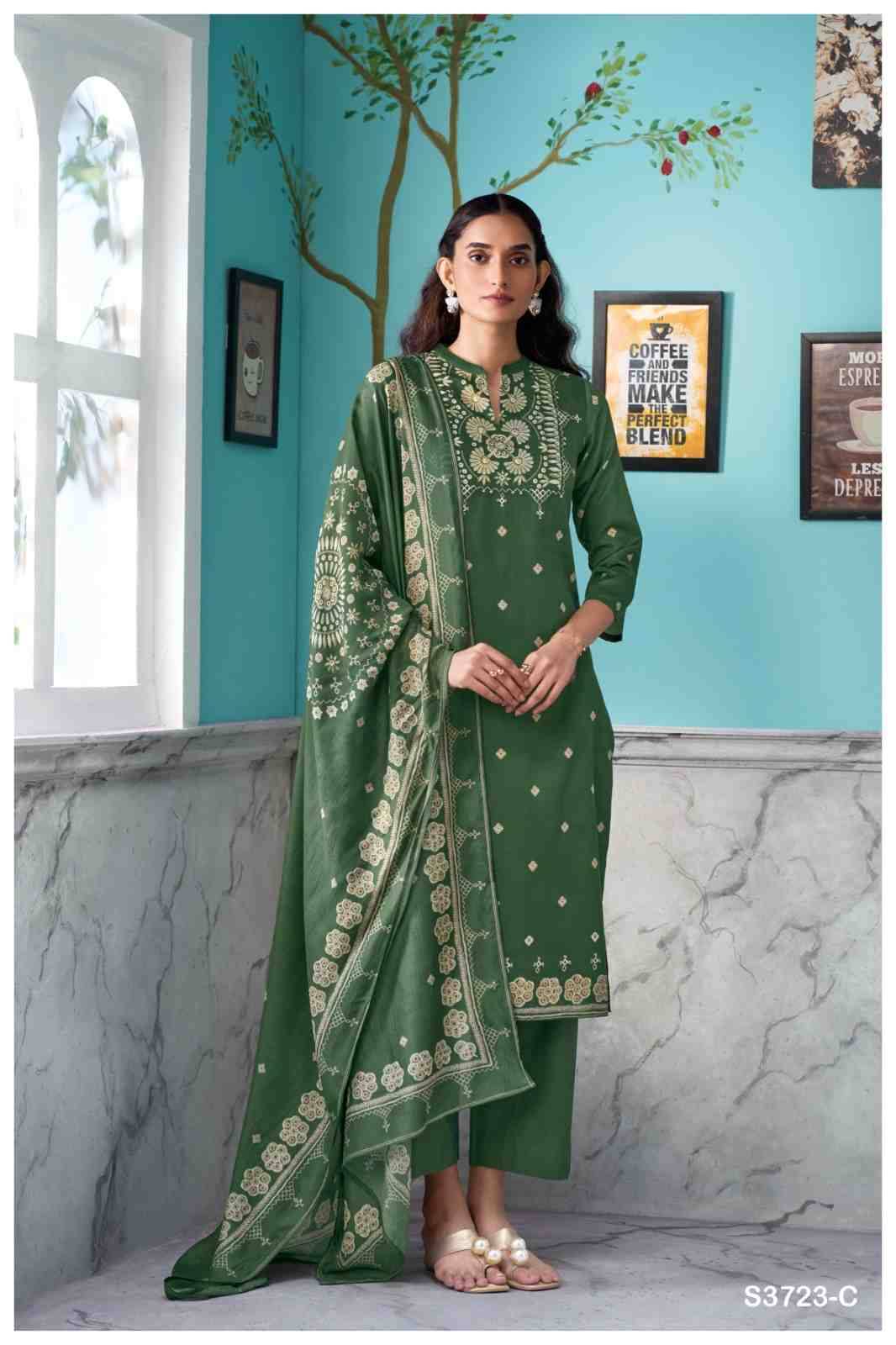 Violetta-3723 By Ganga Fashion 3723-A To 3723-D Series Beautiful Festive Suits Colorful Stylish Fancy Casual Wear & Ethnic Wear Pure Cotton Satin Dresses At Wholesale Price