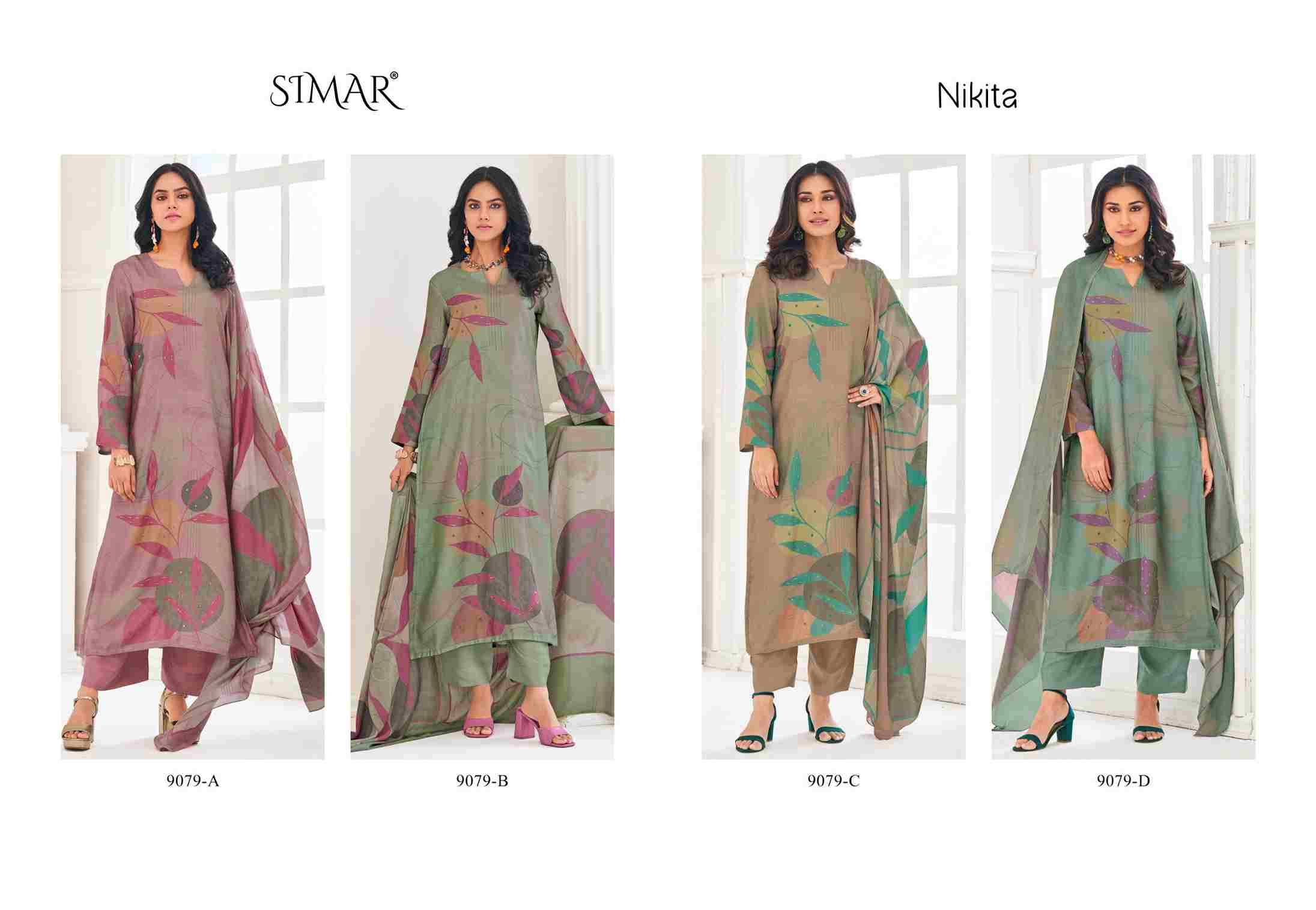 Nikita By Simar 9079-A To 9079-D Series Designer Festive Suits Beautiful Stylish Fancy Colorful Party Wear & Occasional Wear Pure Viscose Muslin Dresses At Wholesale Price