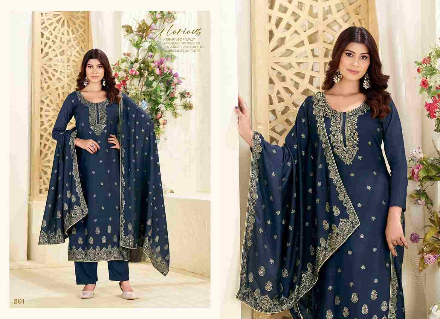 Aarvi By Tanishk Fashion 201 To 204 Series Beautiful Festive Suits Colorful Stylish Fancy Casual Wear & Ethnic Wear Muslin Jacquard Dresses At Wholesale Price