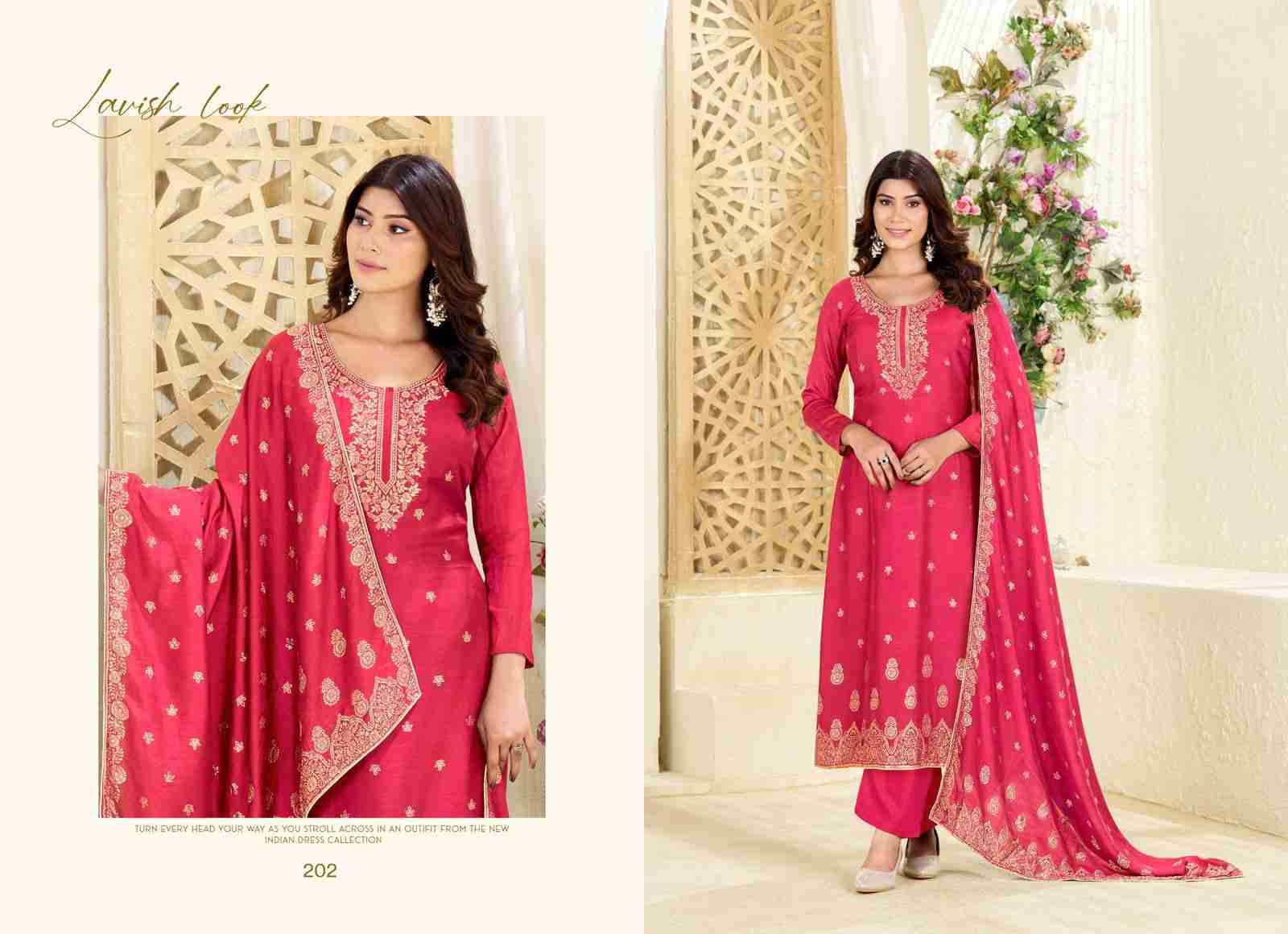 Aarvi By Tanishk Fashion 201 To 204 Series Beautiful Festive Suits Colorful Stylish Fancy Casual Wear & Ethnic Wear Muslin Jacquard Dresses At Wholesale Price