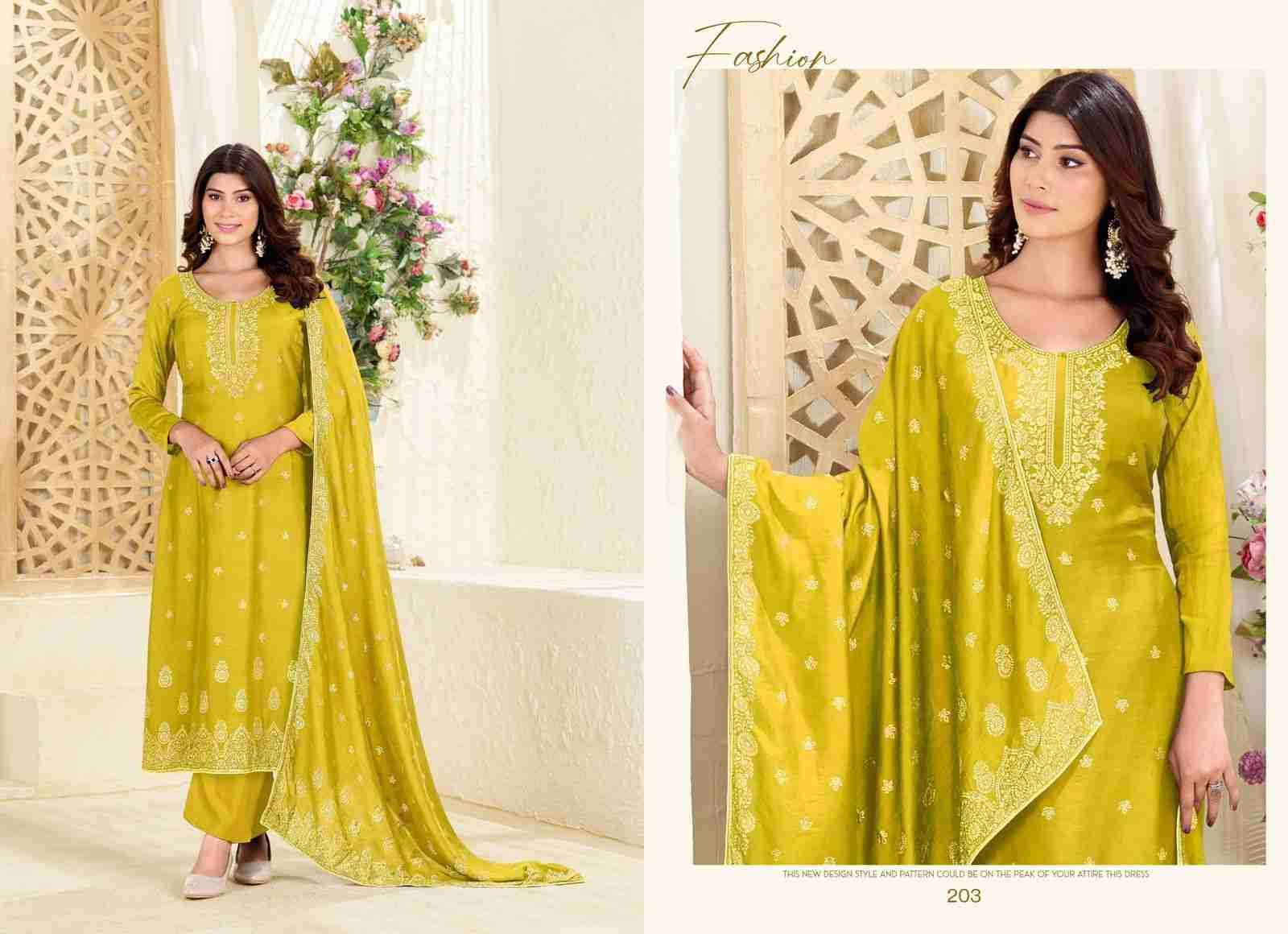 Aarvi By Tanishk Fashion 201 To 204 Series Beautiful Festive Suits Colorful Stylish Fancy Casual Wear & Ethnic Wear Muslin Jacquard Dresses At Wholesale Price