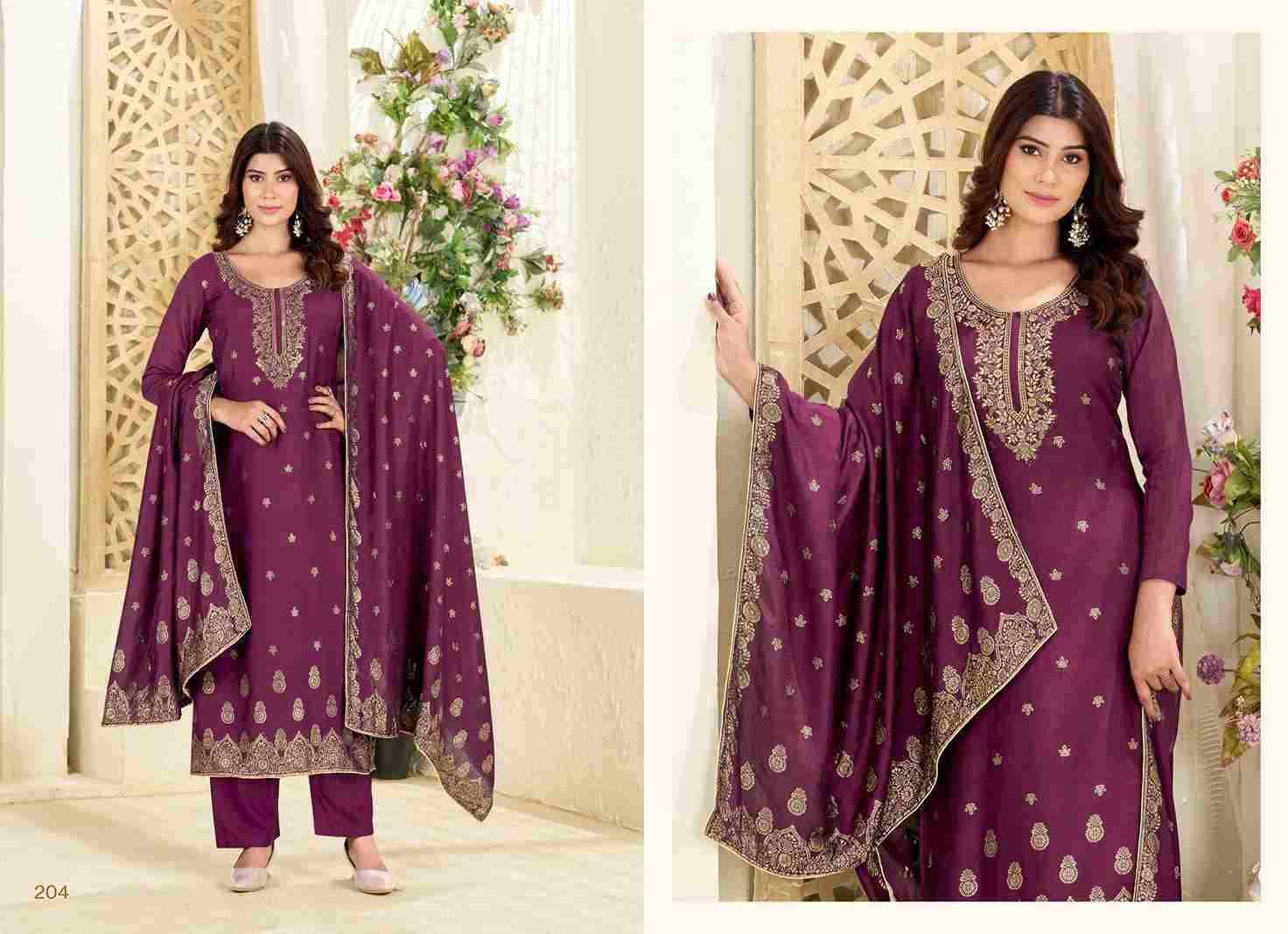 Aarvi By Tanishk Fashion 201 To 204 Series Beautiful Festive Suits Colorful Stylish Fancy Casual Wear & Ethnic Wear Muslin Jacquard Dresses At Wholesale Price