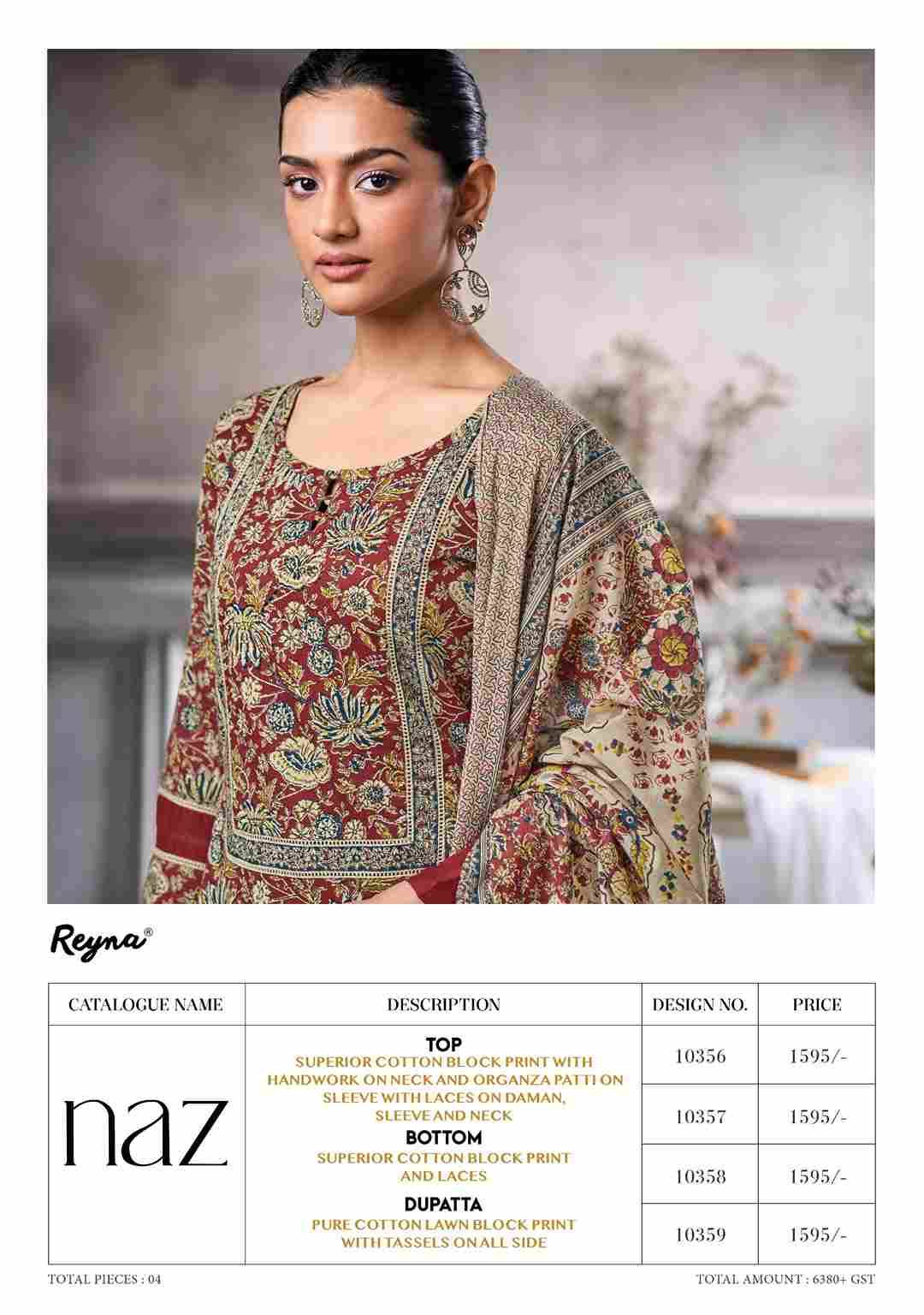 Naz By Reyna 10356 To 10359 Series Designer Stylish Fancy Colorful Beautiful Party Wear & Ethnic Wear Collection Pure Cotton Print Tops At Wholesale Price