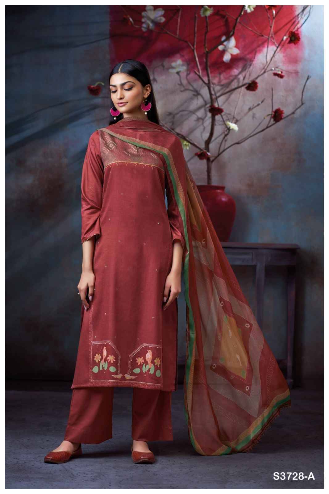 Maddie-3728 By Ganga Fashion 3728-A To 3728-D Series Beautiful Festive Suits Colorful Stylish Fancy Casual Wear & Ethnic Wear Pure Cotton Satin Dresses At Wholesale Price