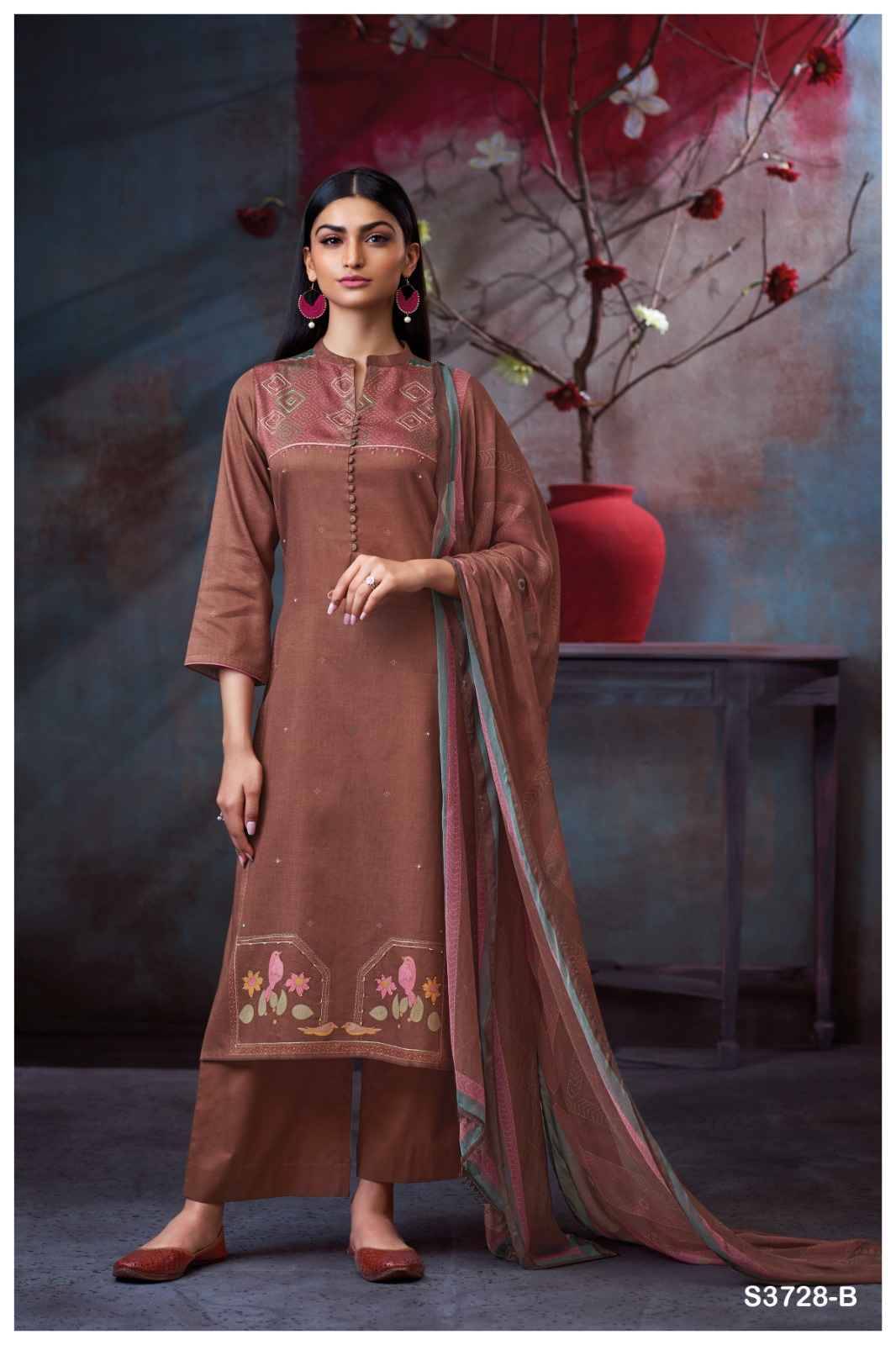 Maddie-3728 By Ganga Fashion 3728-A To 3728-D Series Beautiful Festive Suits Colorful Stylish Fancy Casual Wear & Ethnic Wear Pure Cotton Satin Dresses At Wholesale Price