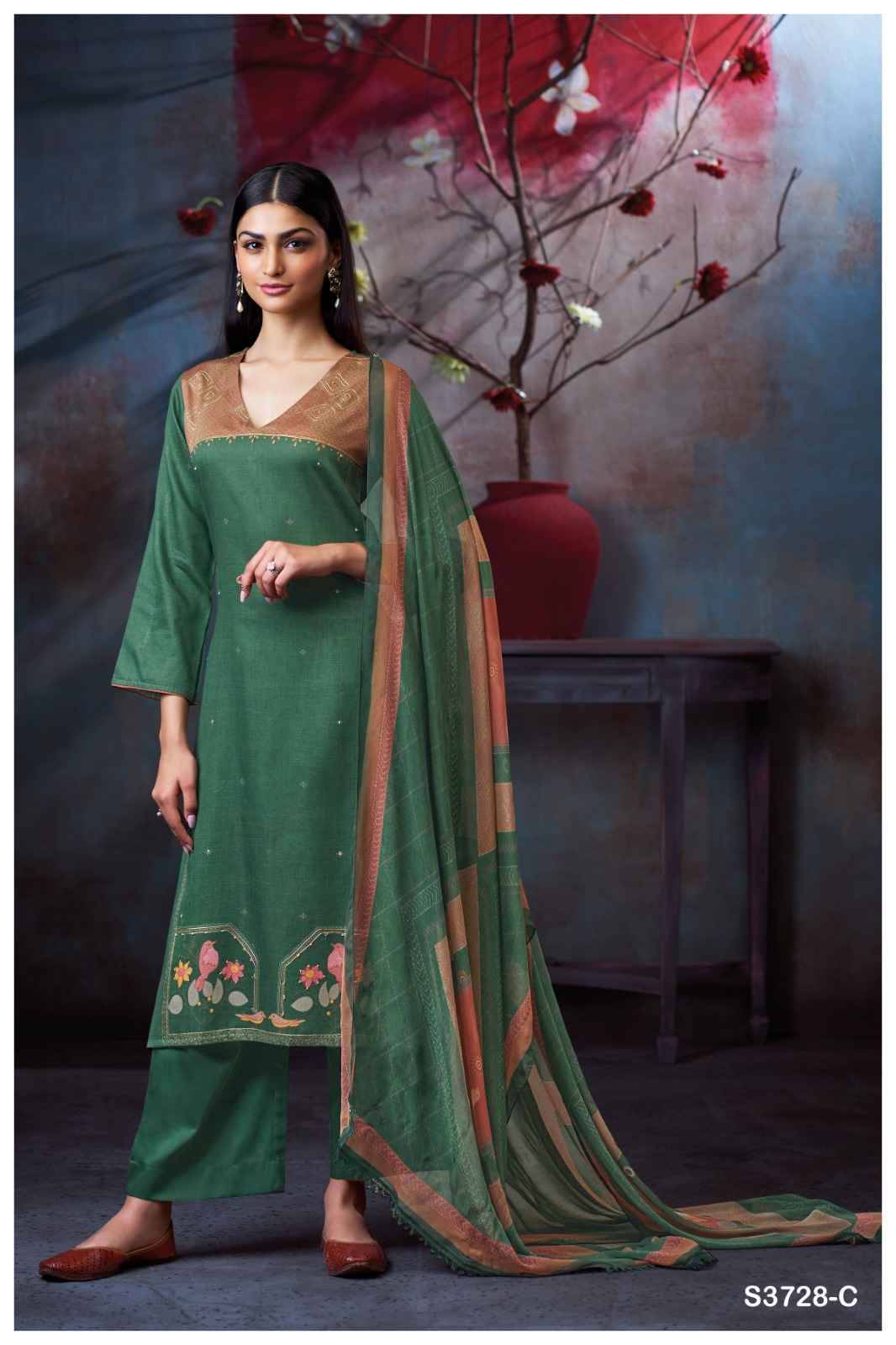 Maddie-3728 By Ganga Fashion 3728-A To 3728-D Series Beautiful Festive Suits Colorful Stylish Fancy Casual Wear & Ethnic Wear Pure Cotton Satin Dresses At Wholesale Price