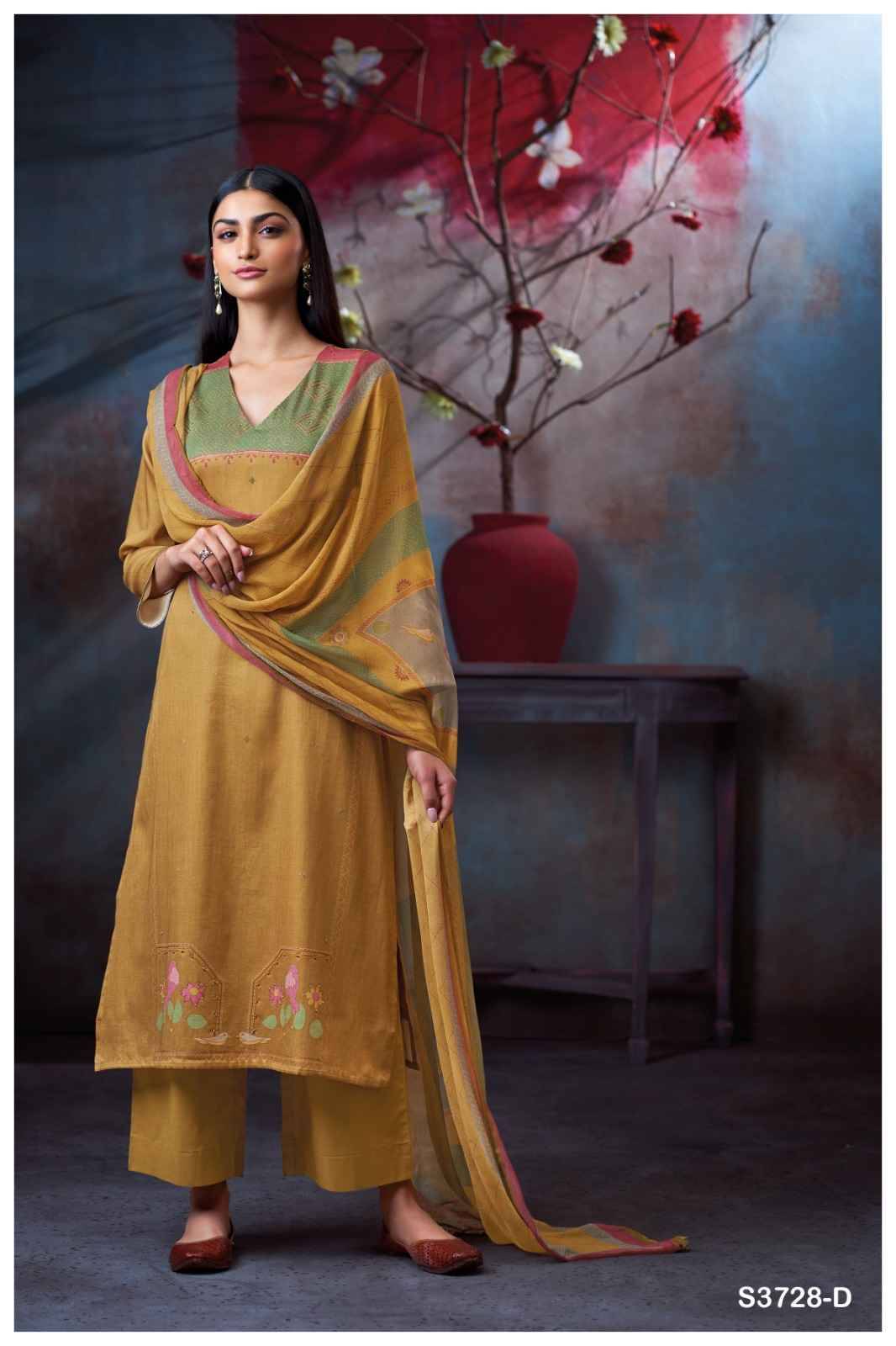 Maddie-3728 By Ganga Fashion 3728-A To 3728-D Series Beautiful Festive Suits Colorful Stylish Fancy Casual Wear & Ethnic Wear Pure Cotton Satin Dresses At Wholesale Price