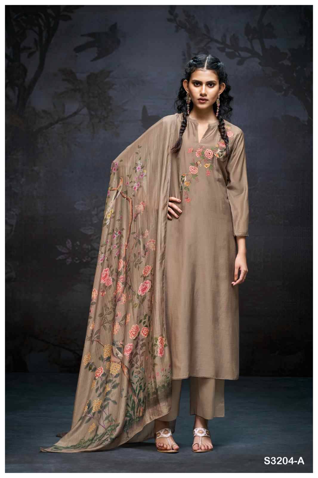 Elaine-3204 By Ganga Fashion 3204-A To 3204-D Series Beautiful Festive Suits Colorful Stylish Fancy Casual Wear & Ethnic Wear Pure Bemberg Silk Dresses At Wholesale Price